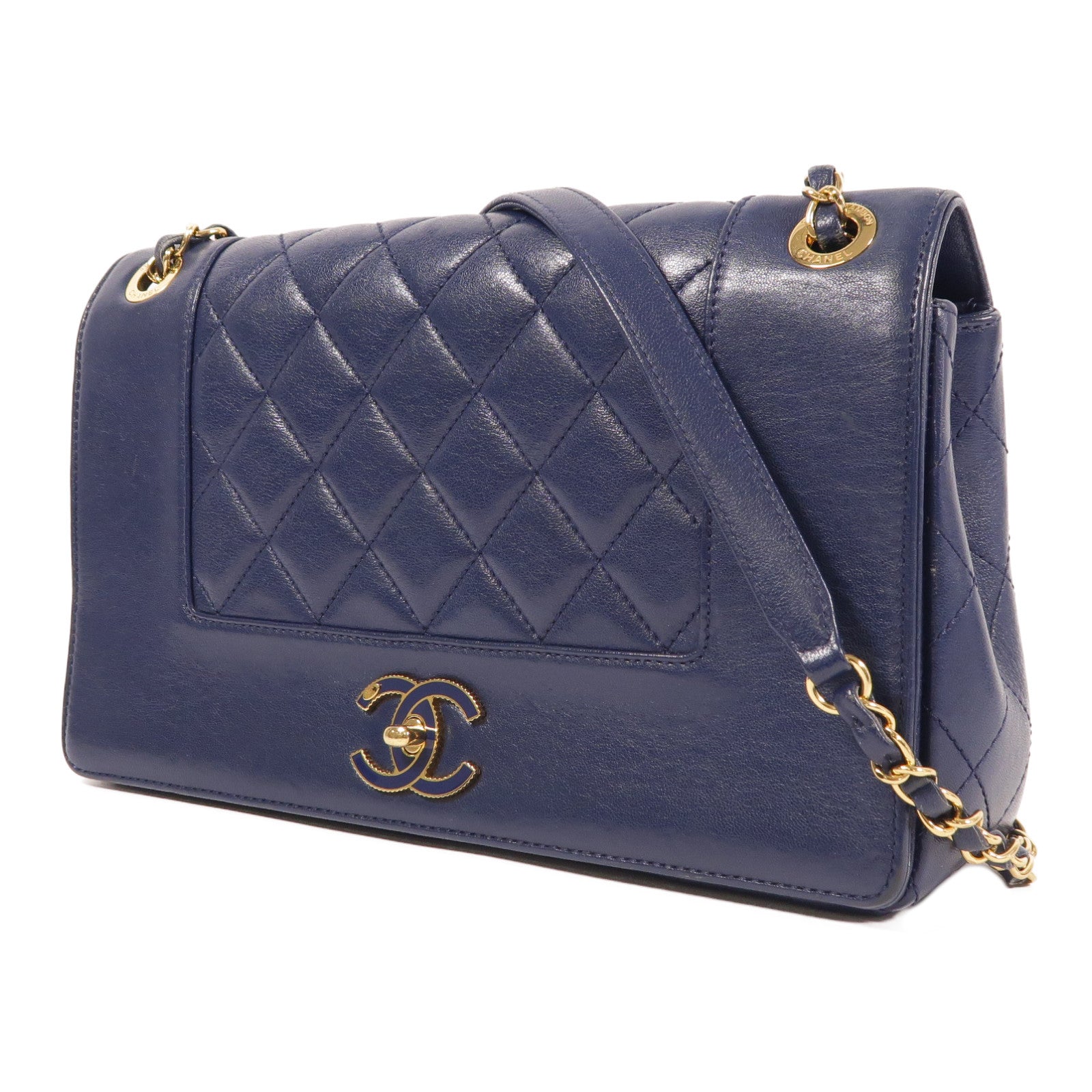 CHANEL 牛皮皮革Chain Shoulder金扣鏈帶肩背袋
