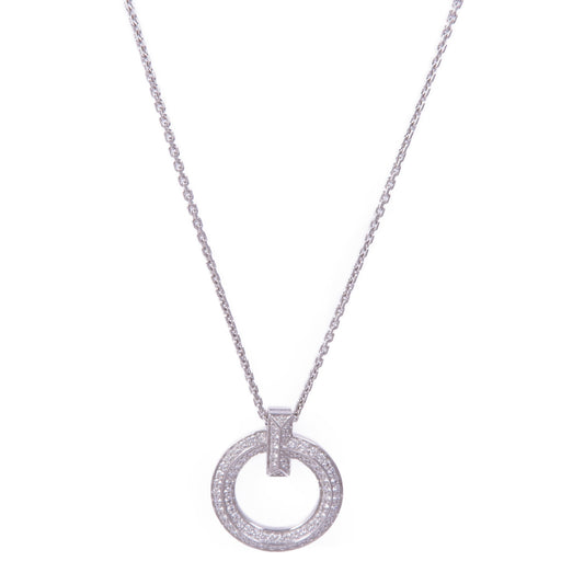 TIFFANY&CO 18K白金T1 Circle Pendant鑽石項鍊