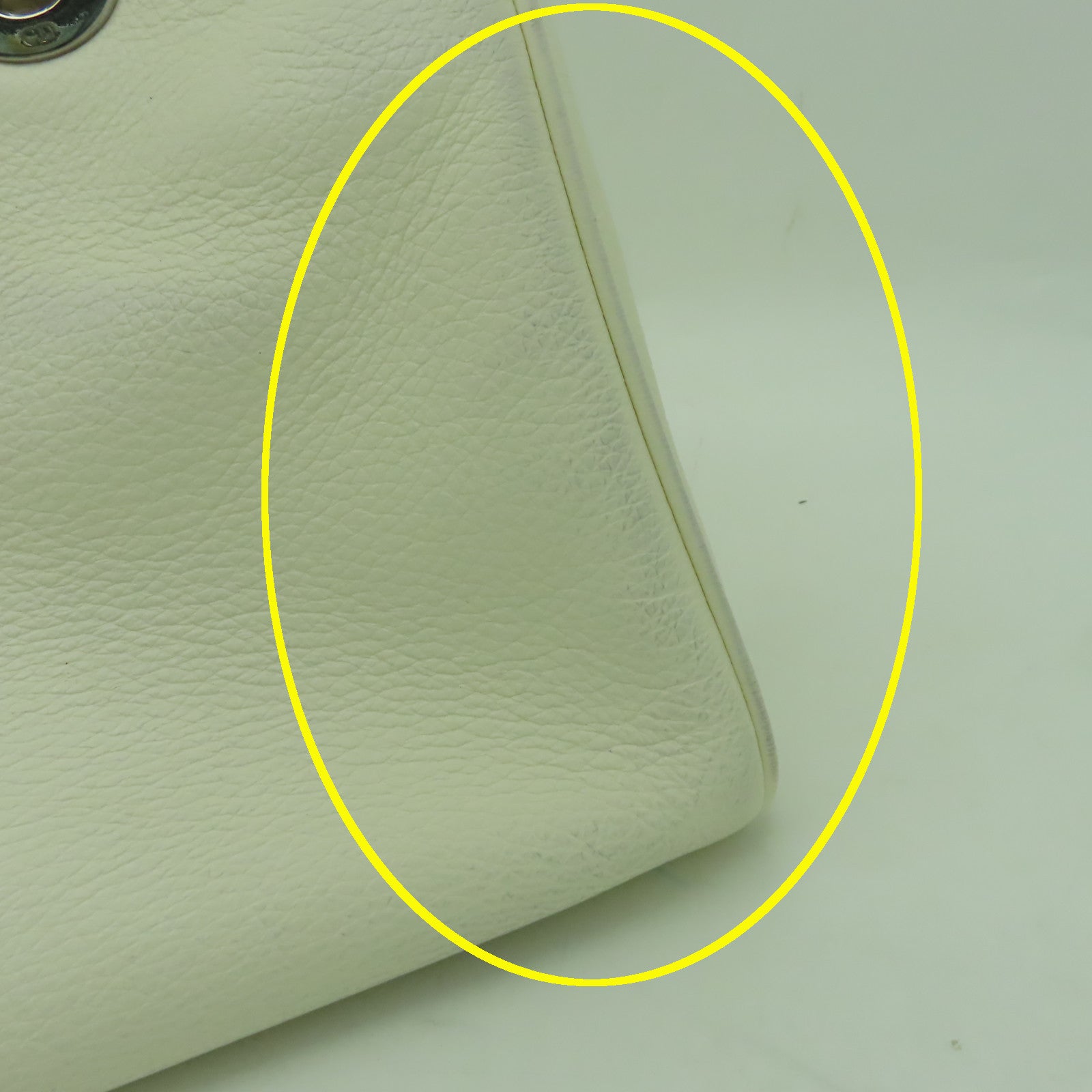 Dior 【激減優惠】牛皮皮革Hand Bag銀扣手挽袋白色