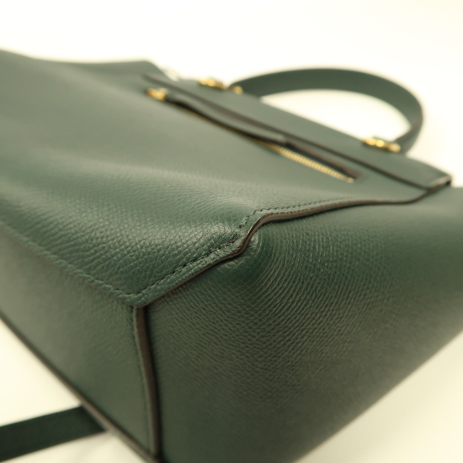CELINE 牛皮皮革Micro Belt Bag金扣手挽肩背兩用袋綠色