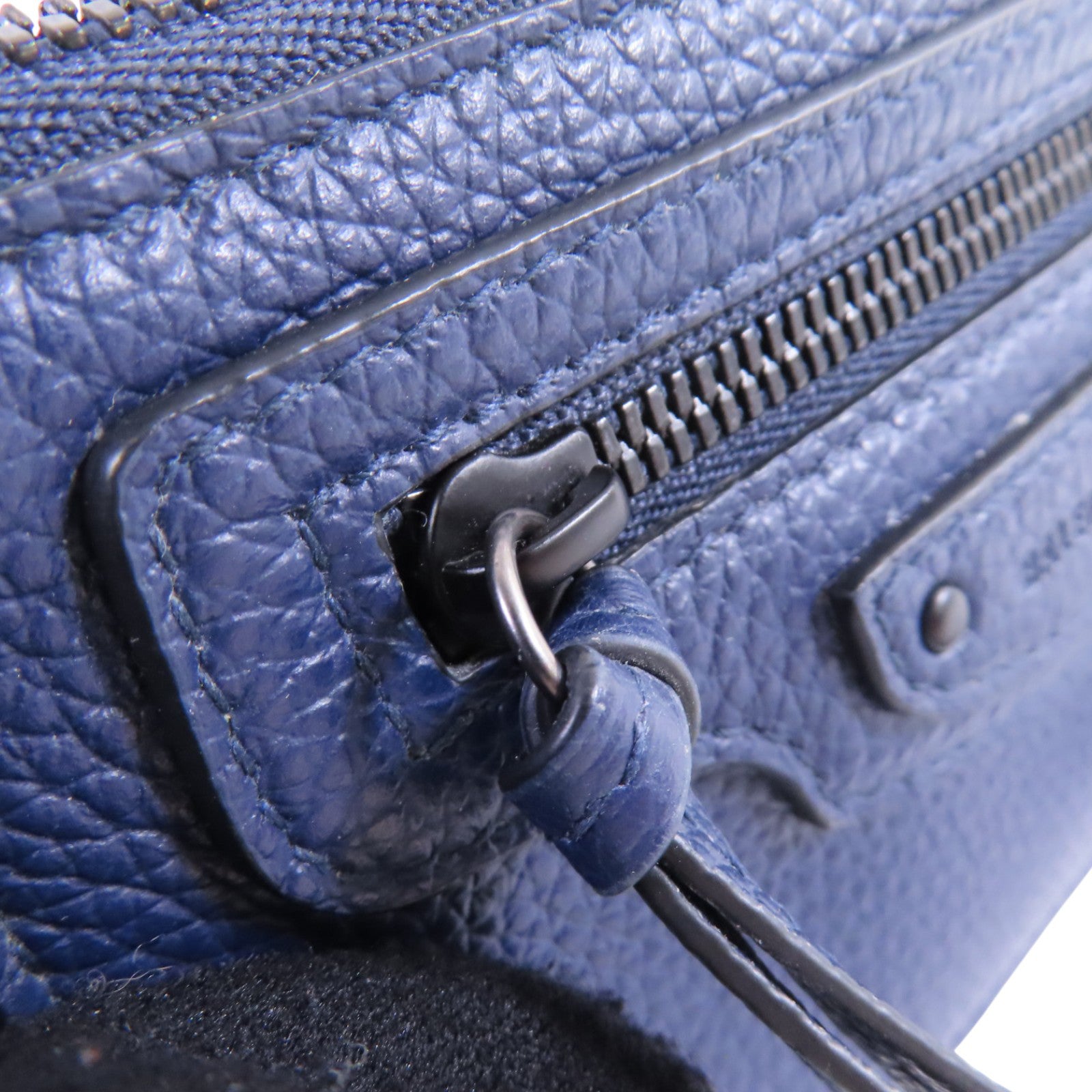 BALENCIAGA Card Case Card Holder Blue 640110 Calfskin Leather