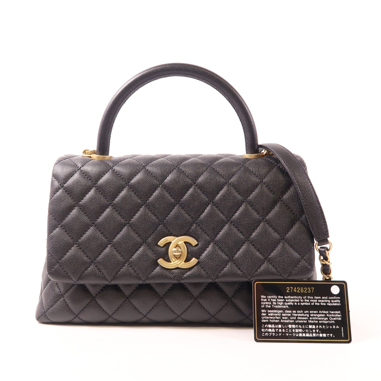CHANEL 牛皮皮革CoCo Handle金扣鏈帶肩背袋