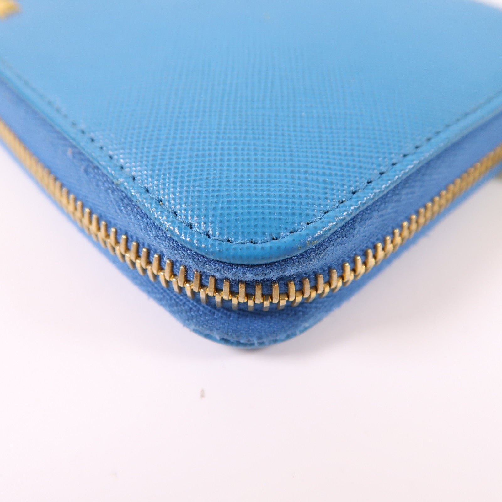 PRADA GHW Long Wallet Saffiano Leather 1M0506 Celeste Blue