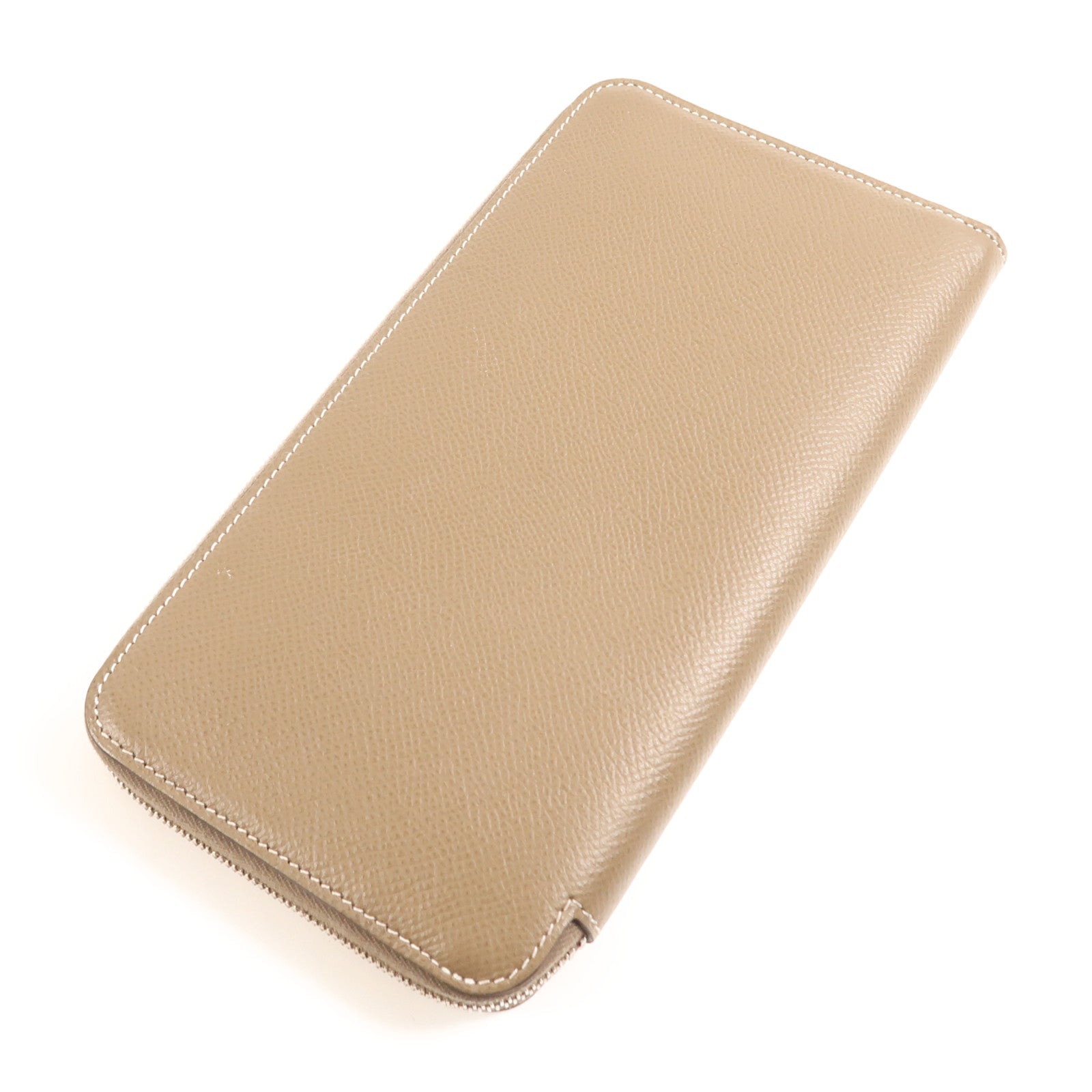 HERMES PHW Silk In Long Wallet Veau Epsom Leather Etoupe Stamp D Brown
