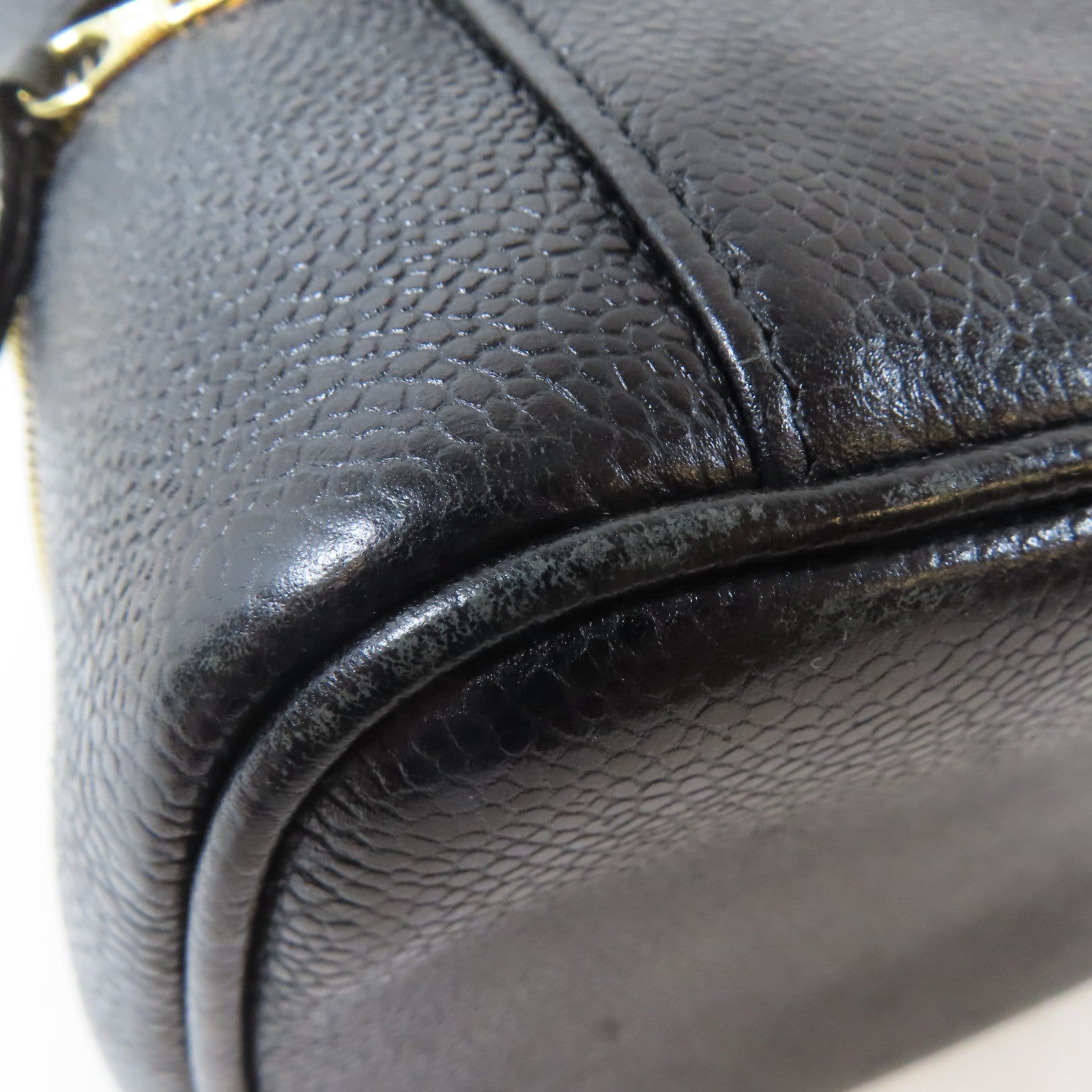 CHANEL 【激減優惠】Caviar皮革Vanity Handbag金扣手挽袋黑色