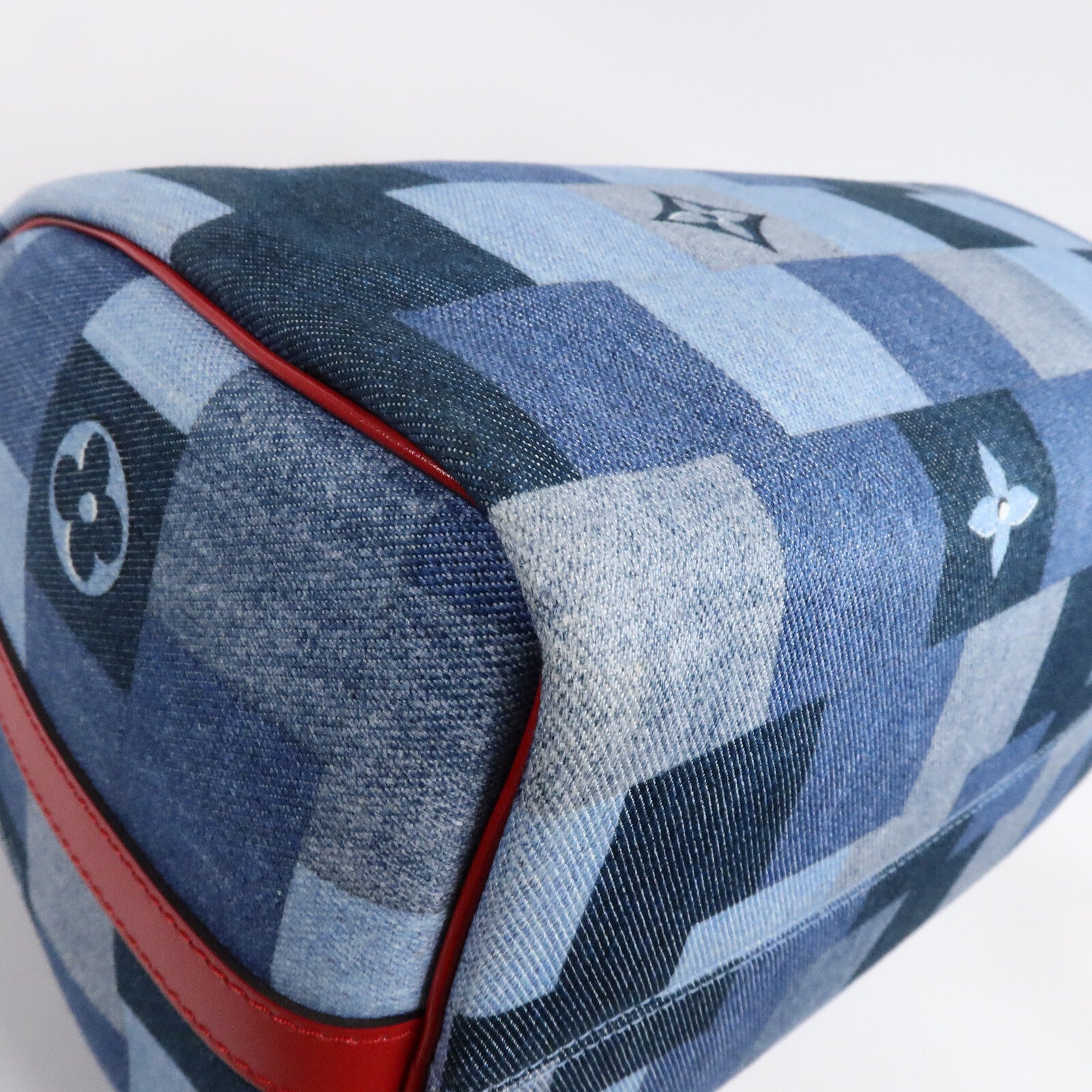 LOUIS VUITTON Monogram Denim Speedy Bandouliere 30 Square Patchwork手挽肩背兩用袋