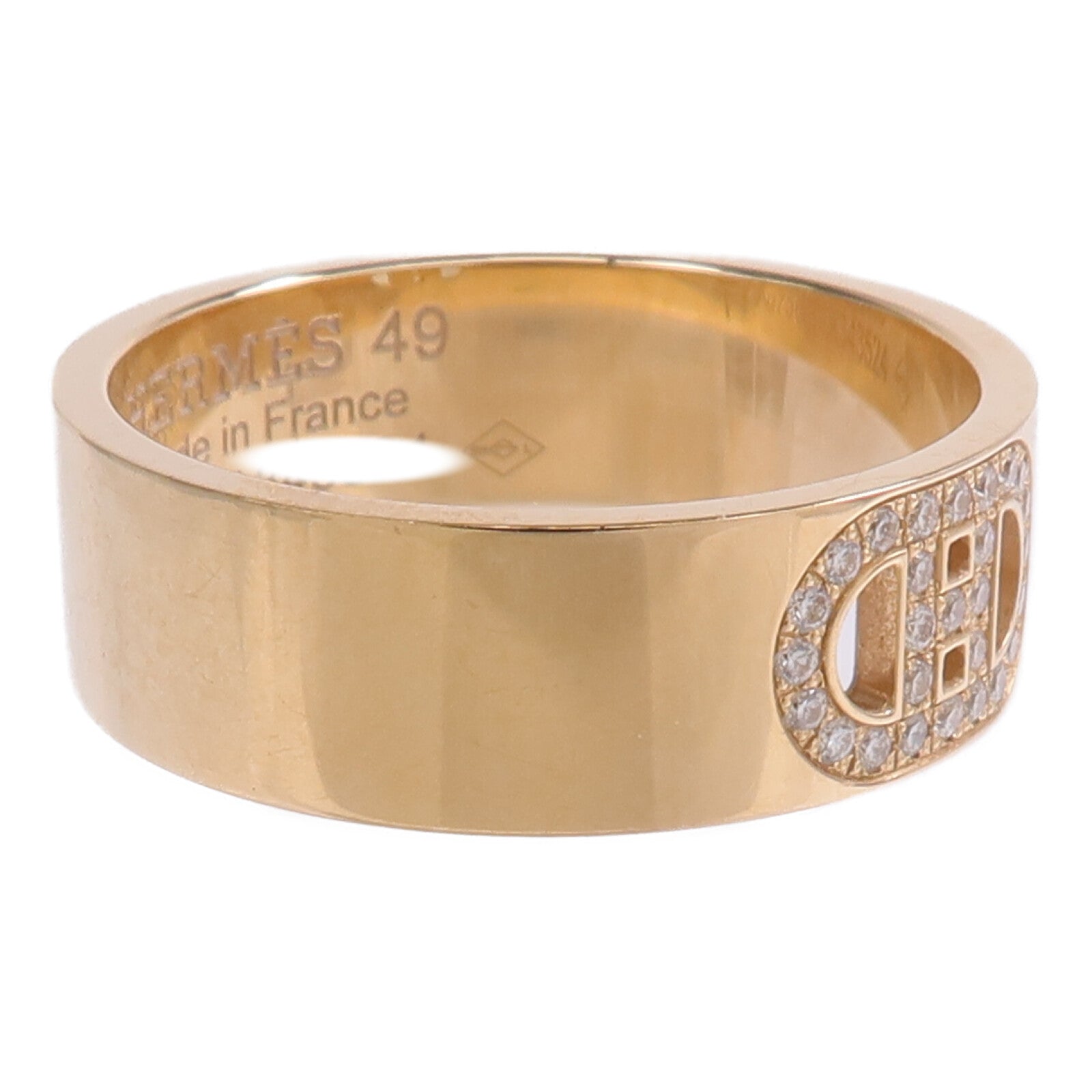 HERMES 18K玫瑰金H d'ancre Ring鑽石戒指US#5