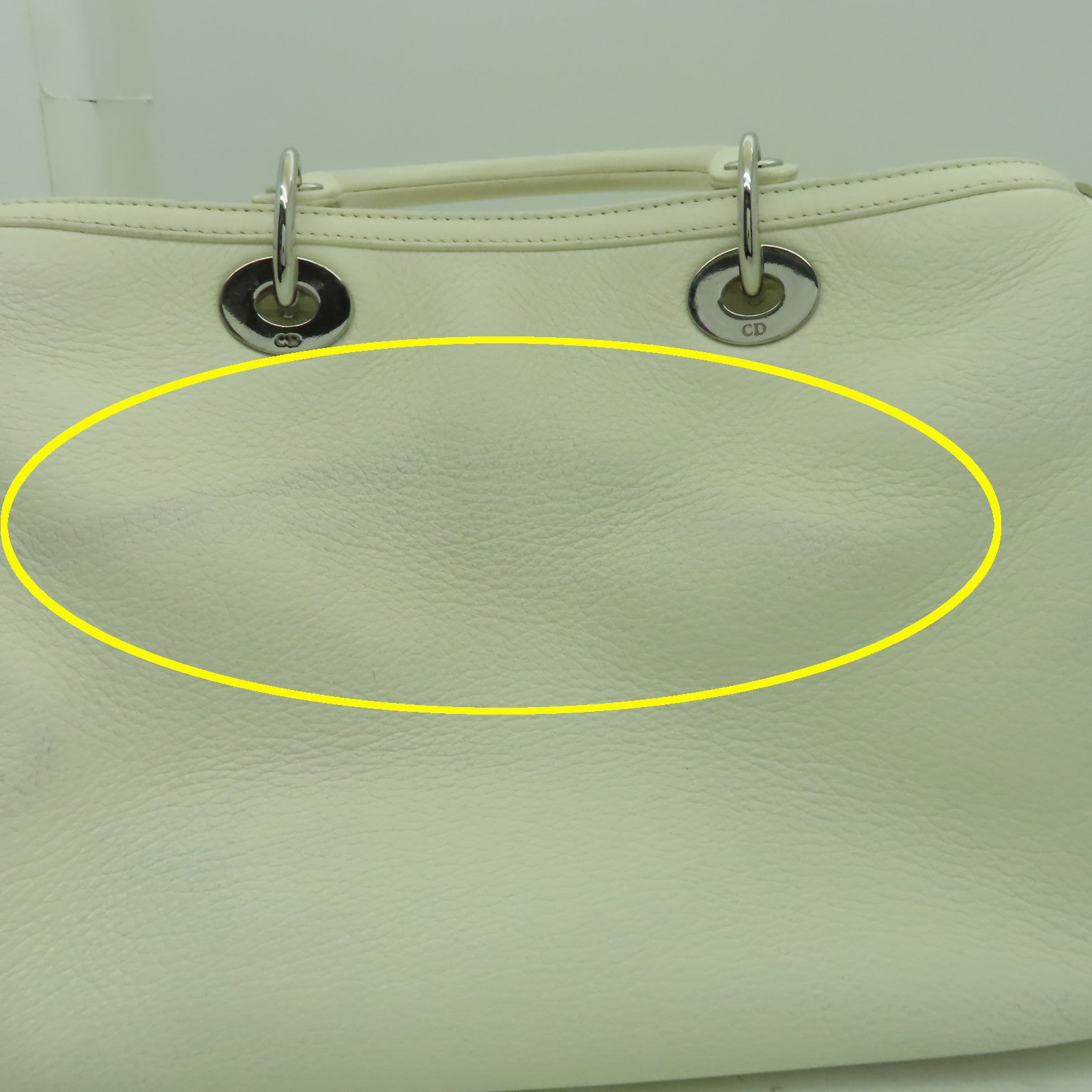 Dior 【激減優惠】牛皮皮革Hand Bag銀扣手挽袋白色