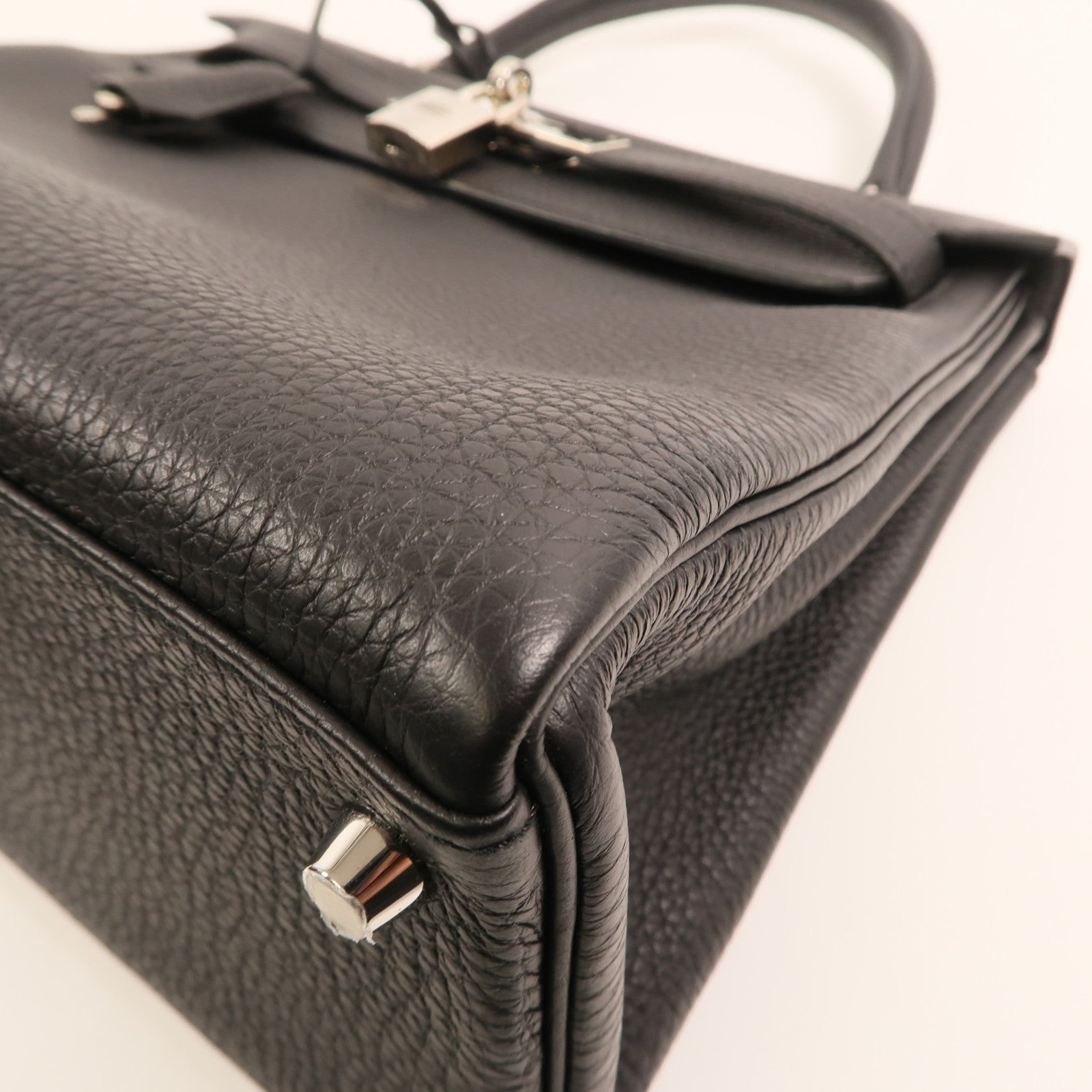 HERMES Togo皮革Kelly 28銀扣手挽肩背兩用袋Noir