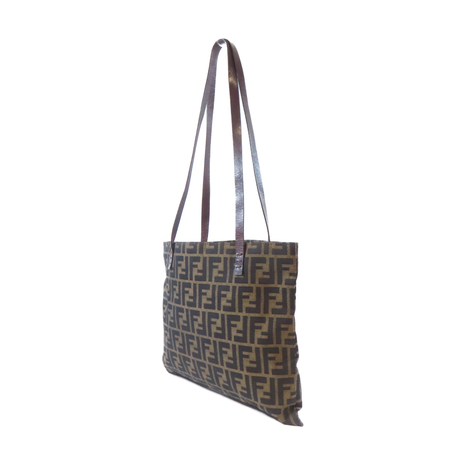 FENDI 帆布Tote Bag銀扣手挽袋啡色