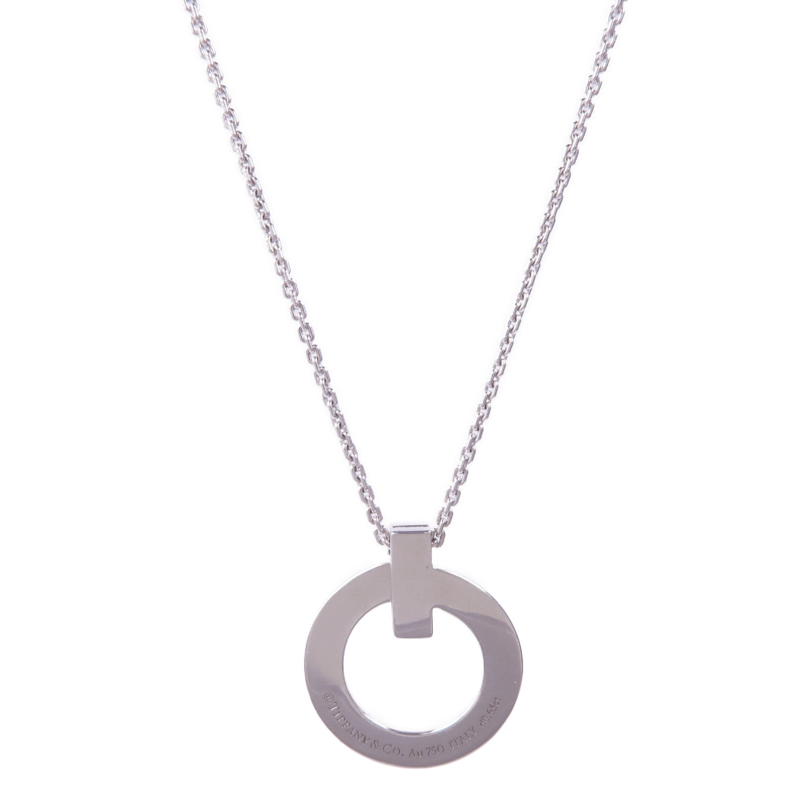 TIFFANY＆CO 18K白金T1 Circle Pendant鑽石項鍊