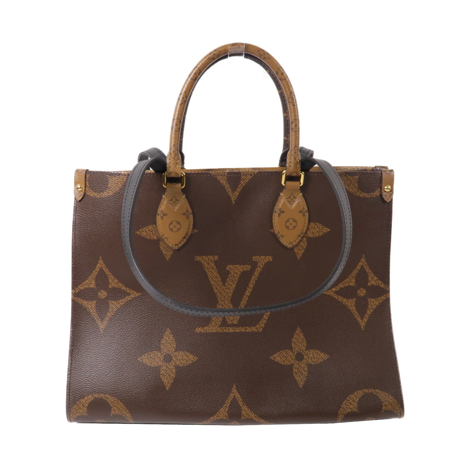 LOUIS VUITTON Monogram Giant/Reverse On The Go MM金扣手挽肩背兩用袋啡色