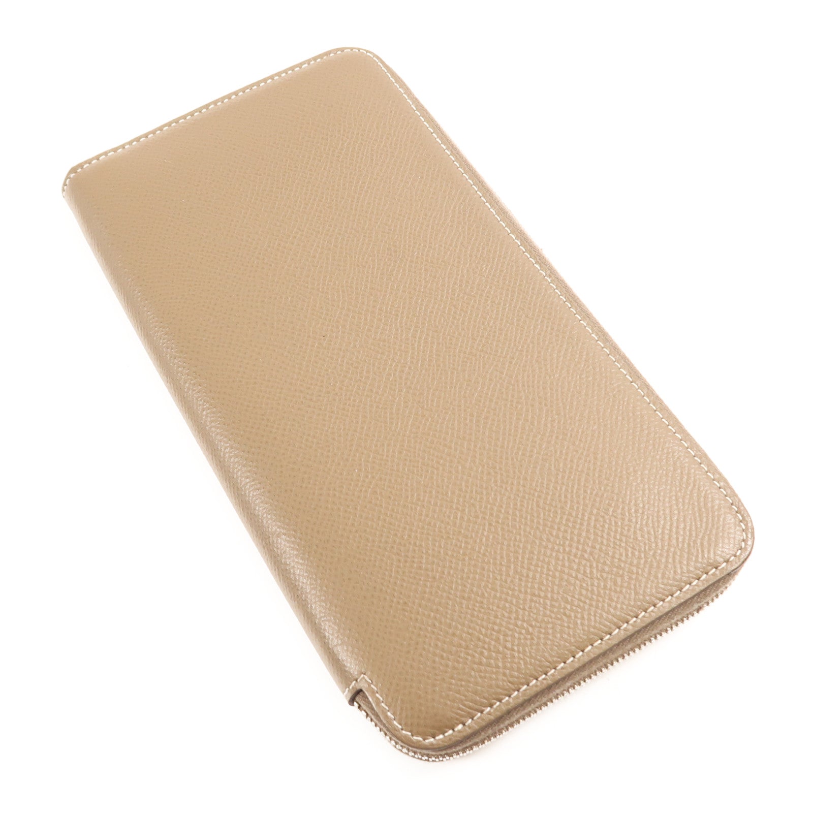 HERMES PHW Silk In Long Wallet Veau Epsom Leather Etoupe Stamp D Brown