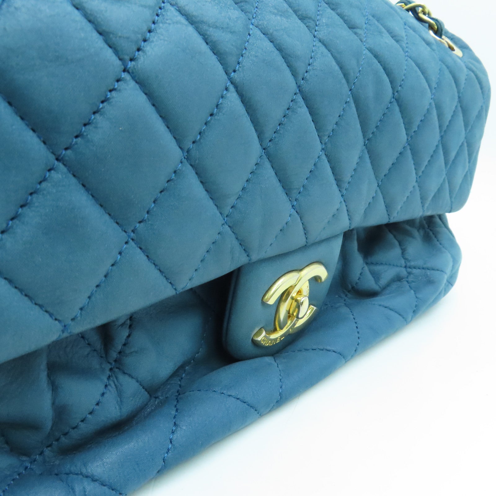 CHANEL 【激減優惠】牛皮皮革Chic Quilt Flap Bag金扣肩背袋藍色