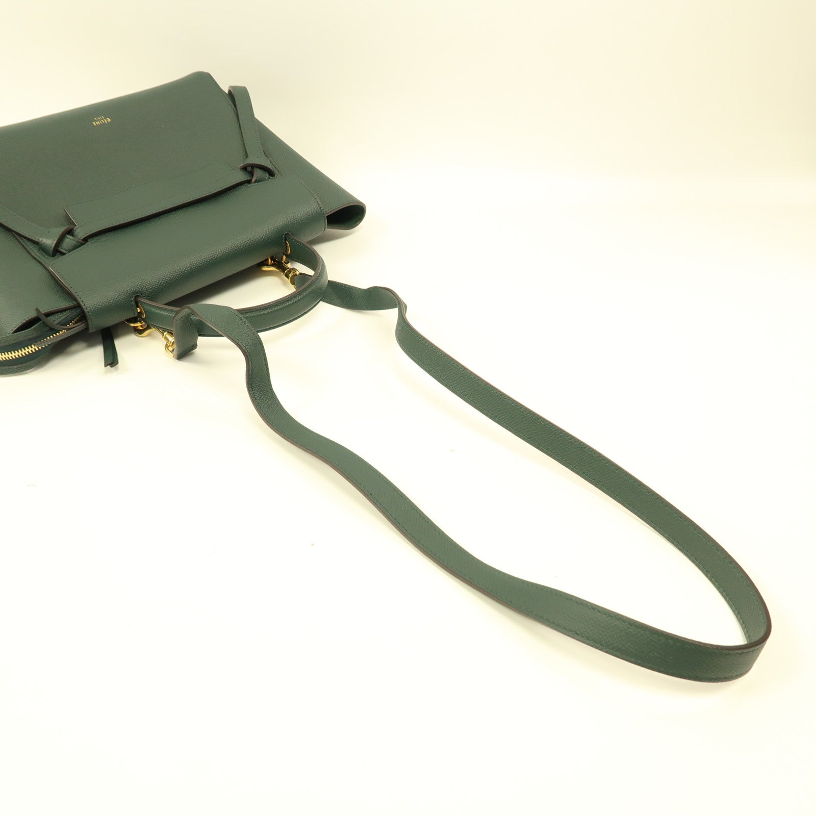 CELINE 牛皮皮革Micro Belt Bag金扣手挽肩背兩用袋綠色