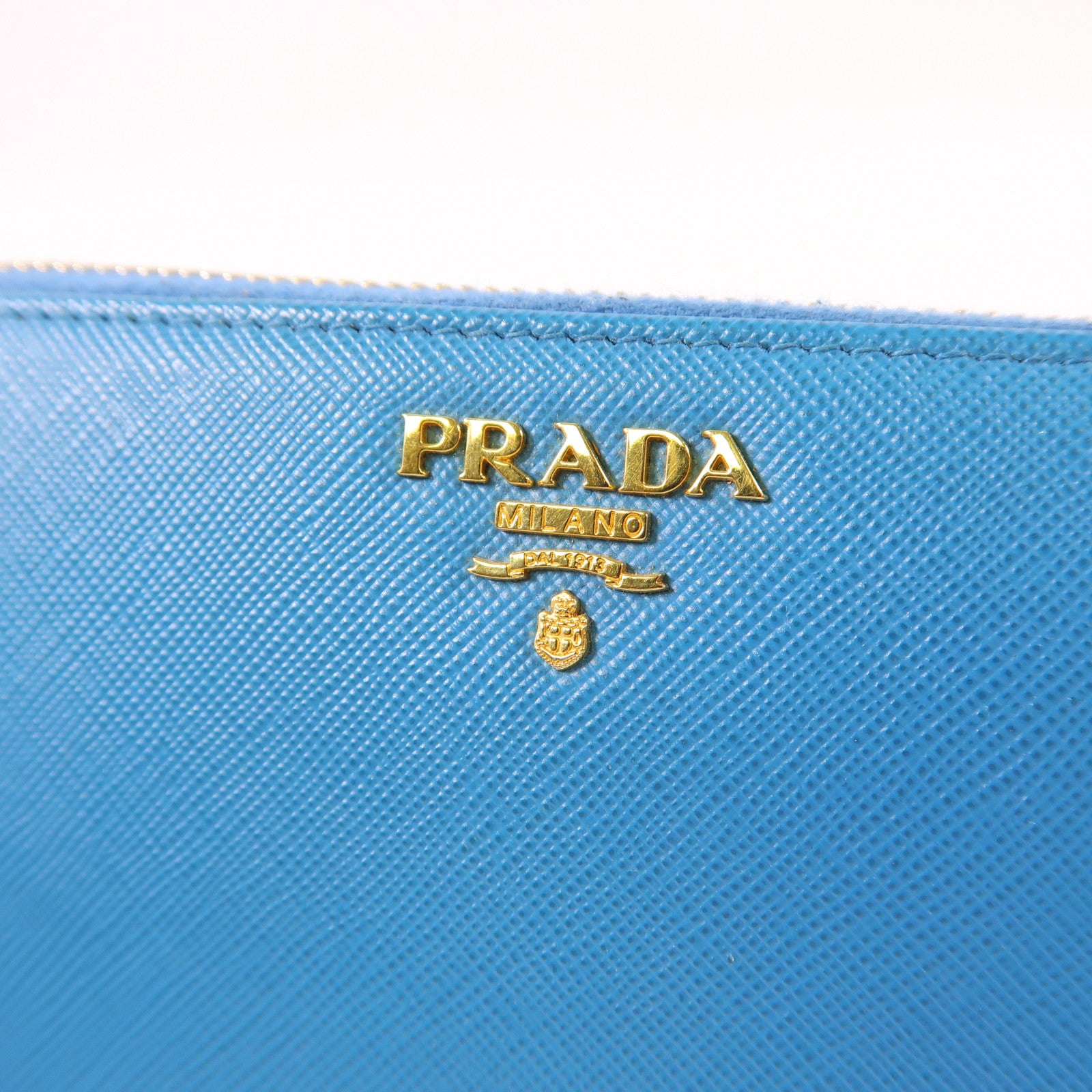PRADA GHW Long Wallet Saffiano Leather 1M0506 Celeste Blue