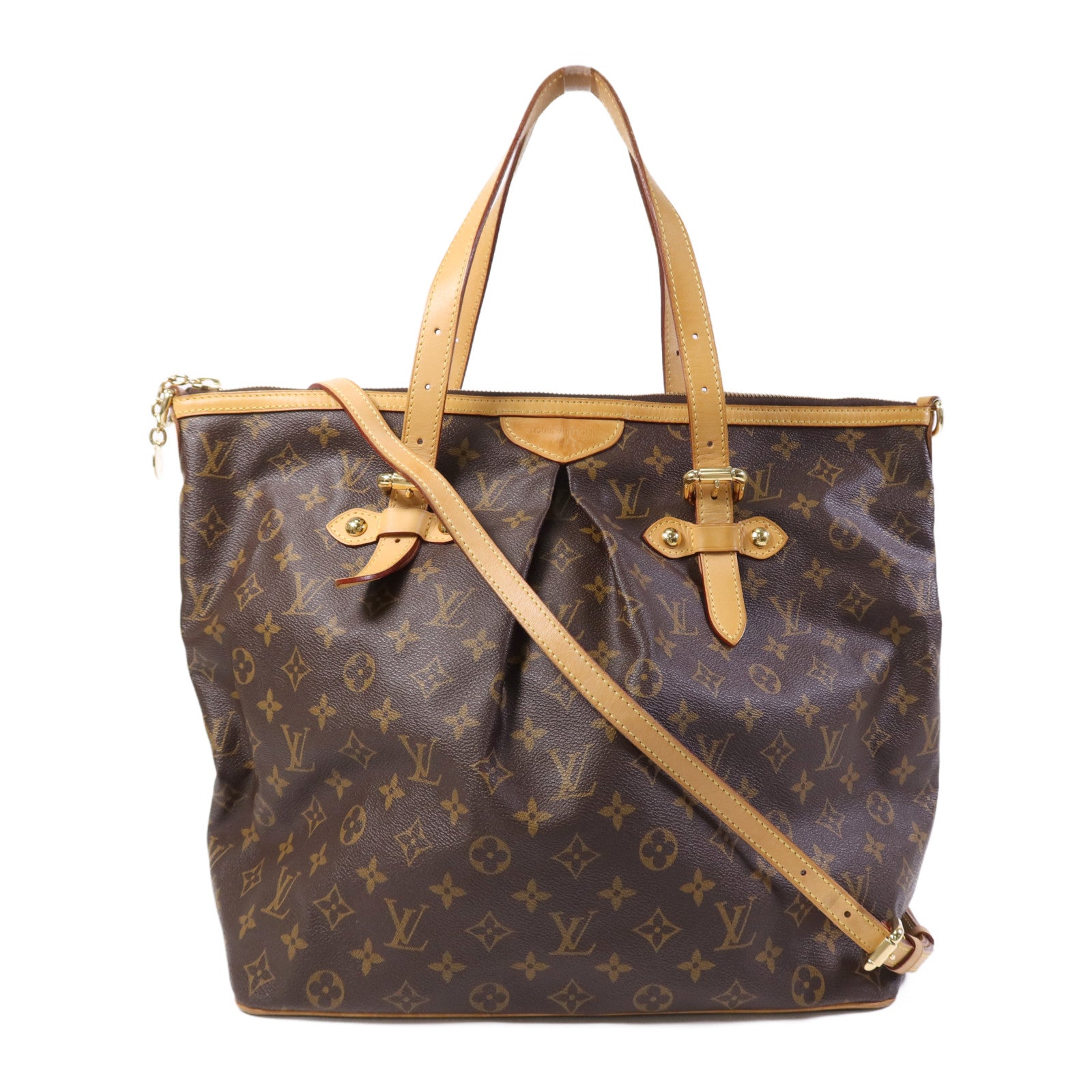 LOUIS VUITTON Monogram Palermo GM金扣手挽肩背兩用袋棕色