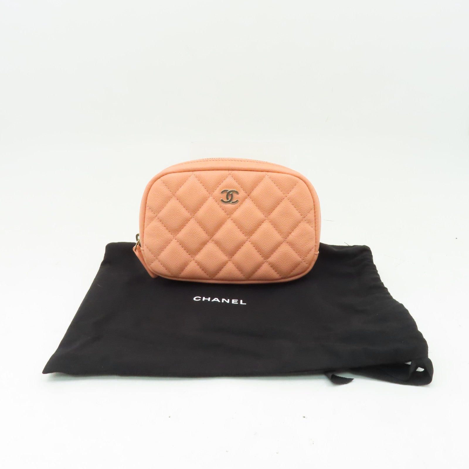 CHANEL 【激減優惠】菱格Caviar皮革Clutch Bag金扣手拿包粉紅色