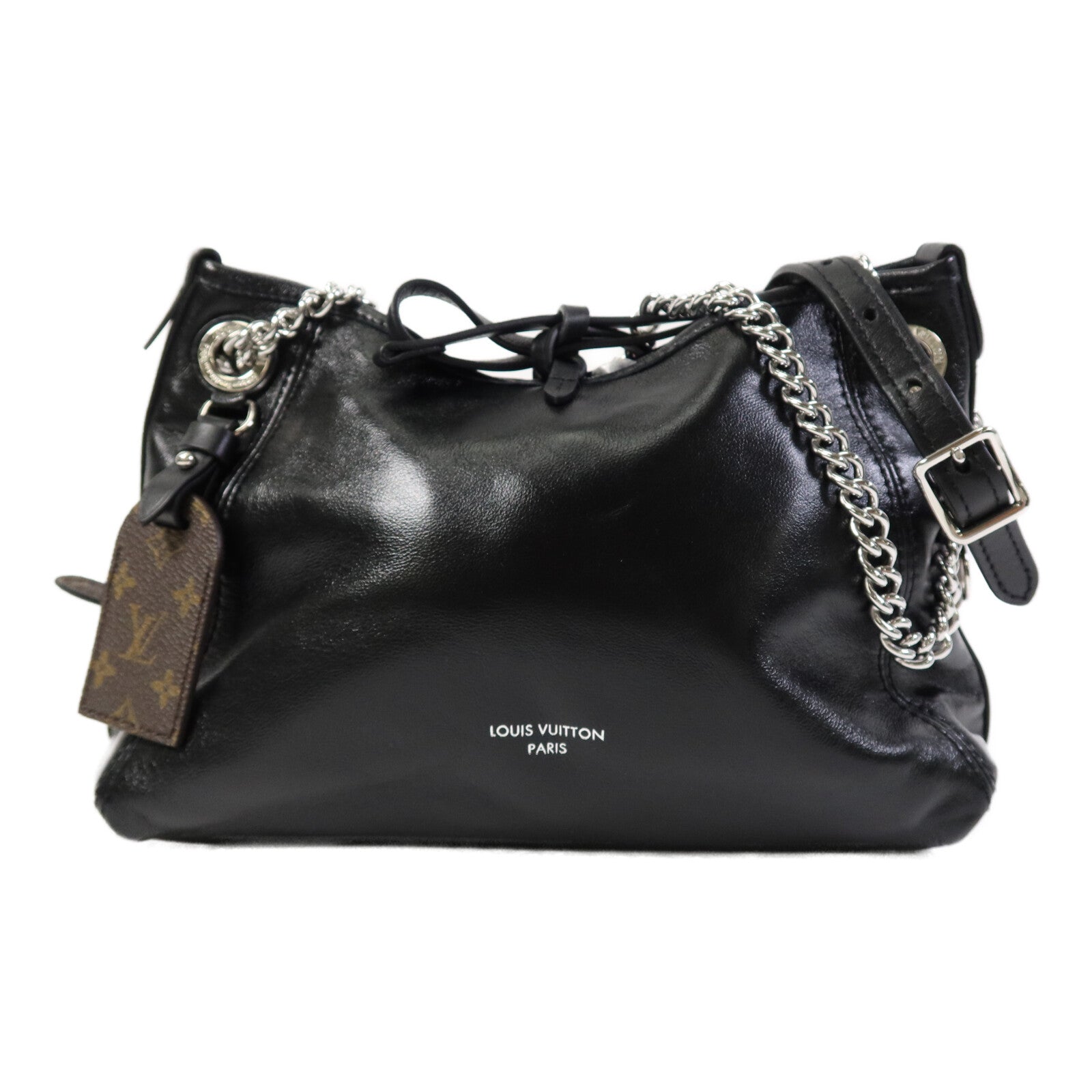 LOUIS VUITTON Monogram/羊皮皮革Carryall Vibe BB銀扣鏈帶肩背袋