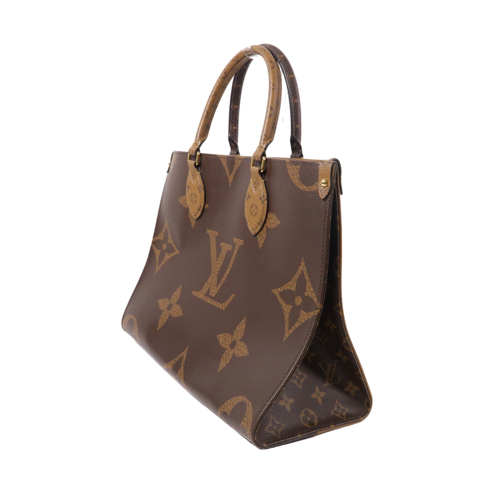 LOUIS VUITTON Monogram Giant/Reverse On The Go MM金扣手挽肩背兩用袋啡色