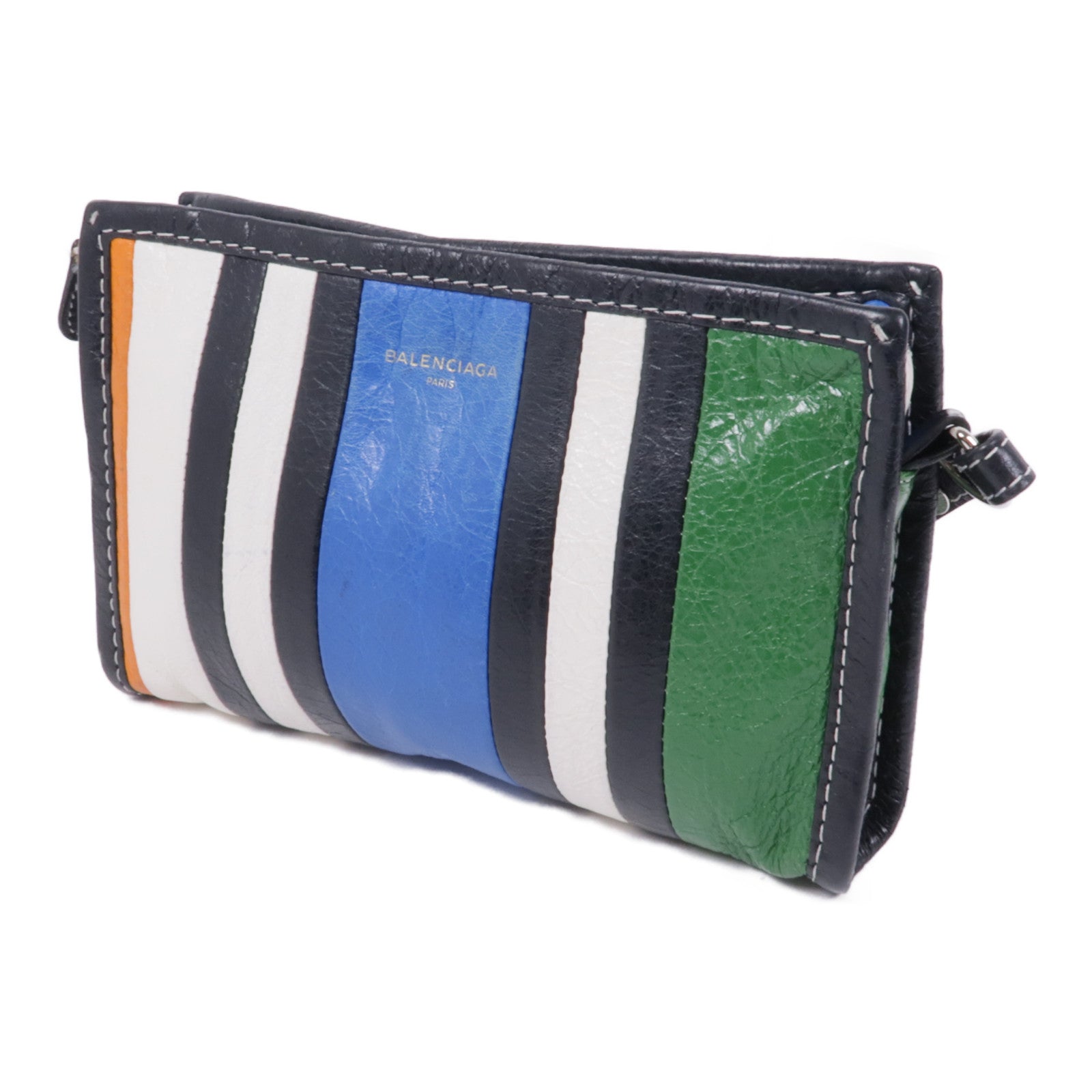 BALENCIAGA SHW Shoulder Bag 452460 Calfskin Leather White Blue Black Green