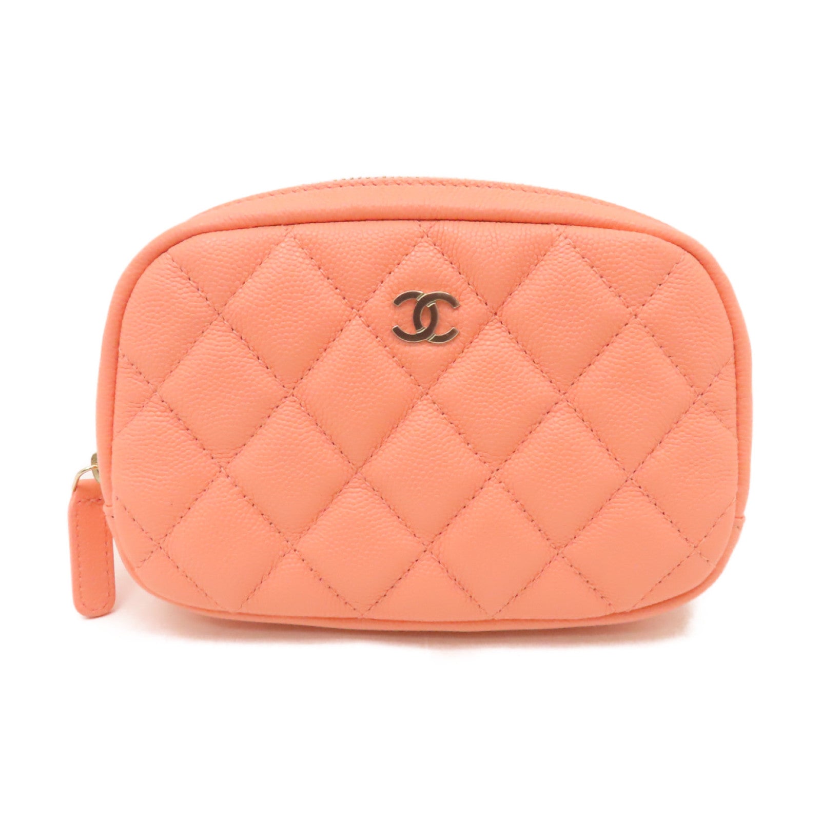 CHANEL 【激減優惠】菱格Caviar皮革Clutch Bag金扣手拿包粉紅色