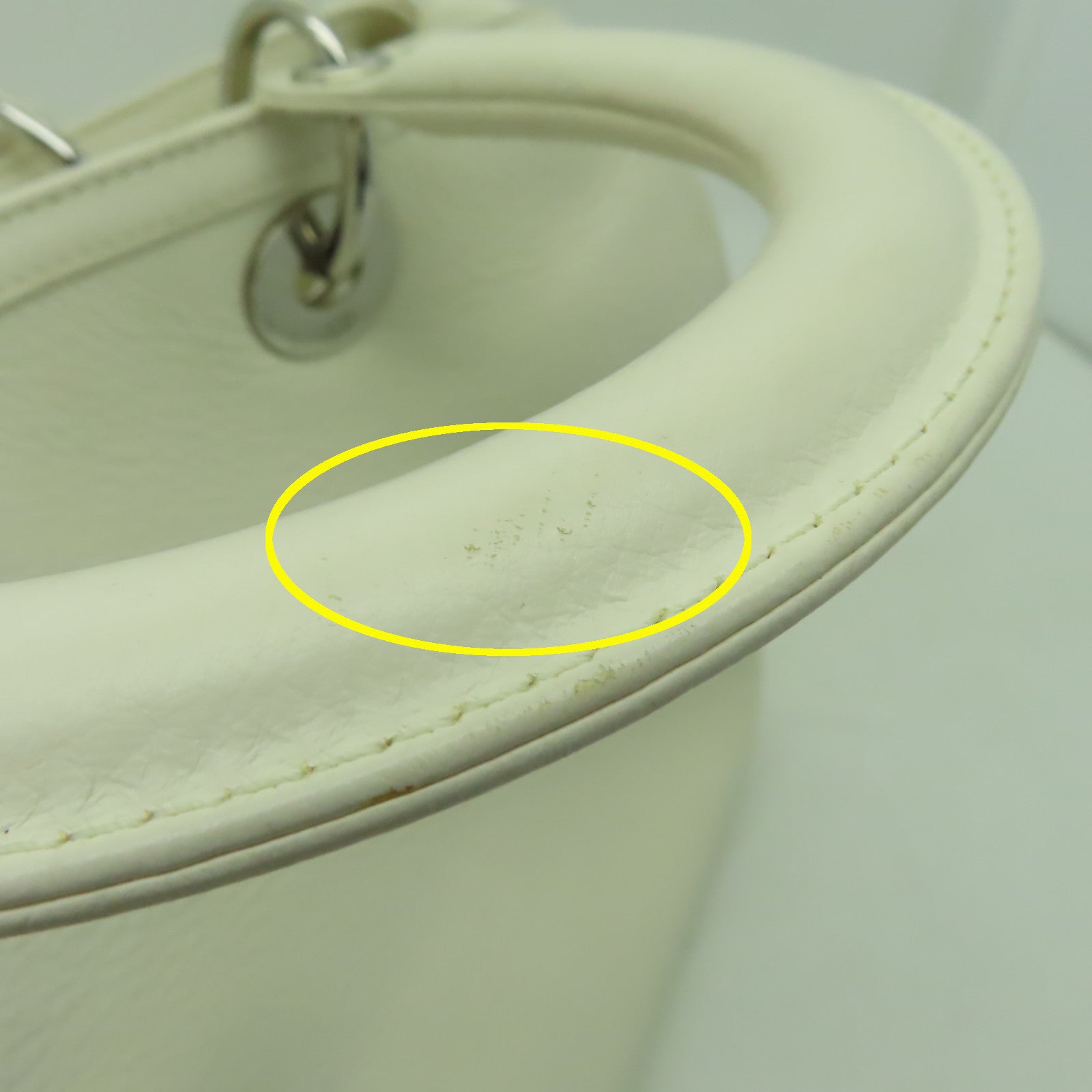 Dior 【激減優惠】牛皮皮革Hand Bag銀扣手挽袋白色