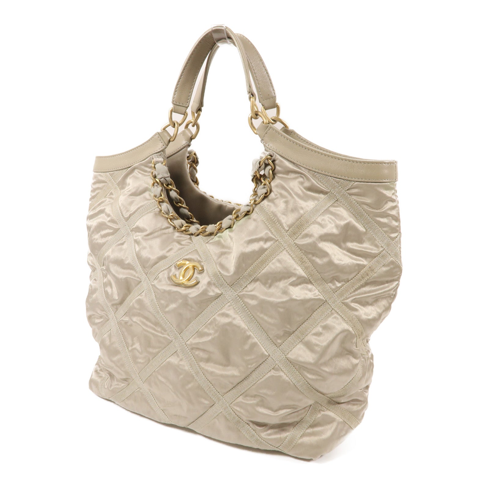 CHANEL 尼龍Chain Shoulder金扣手挽肩背兩用袋