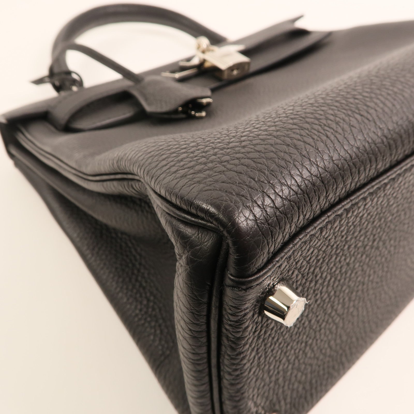 HERMES Togo皮革Kelly 28銀扣手挽肩背兩用袋Noir