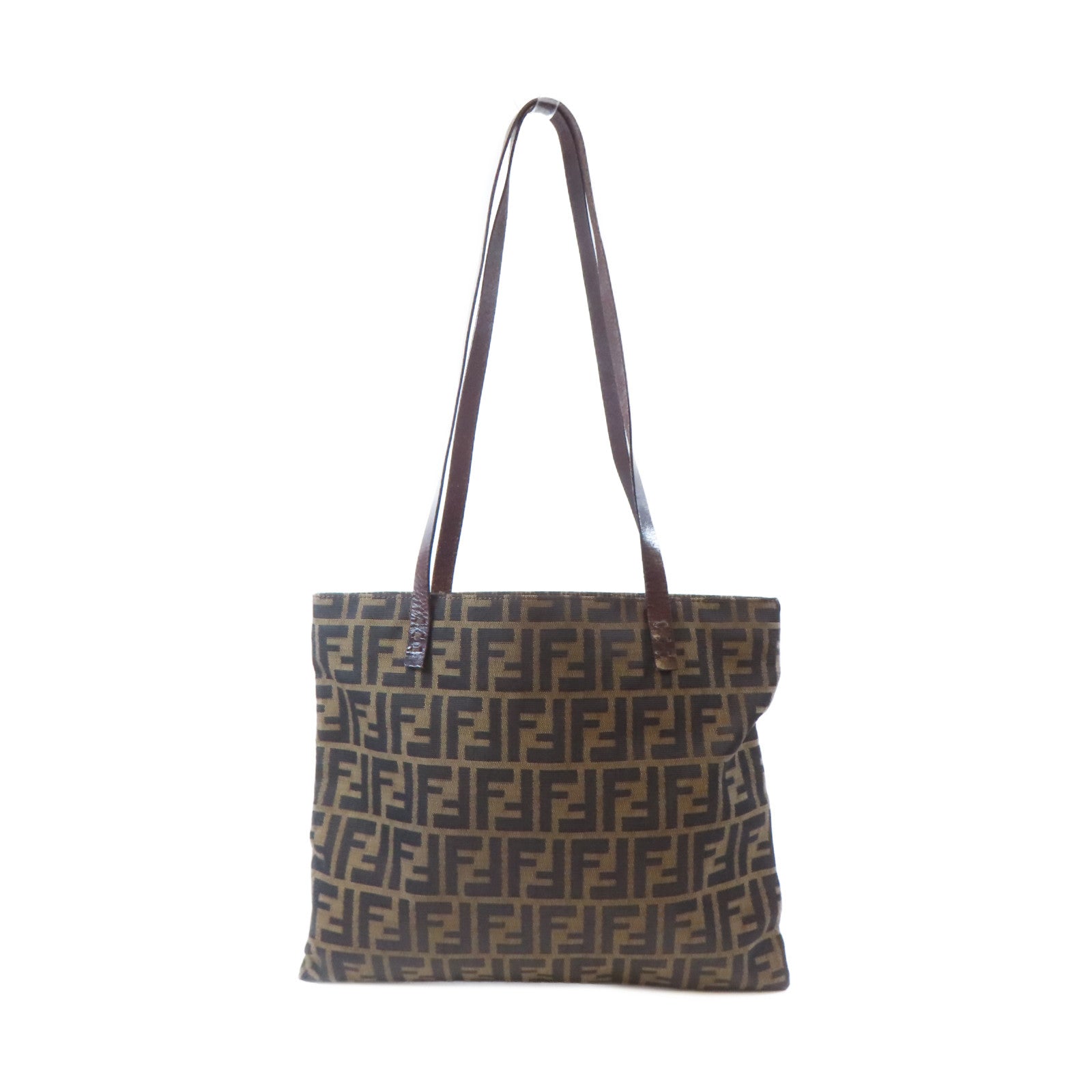 FENDI 帆布Tote Bag銀扣手挽袋啡色