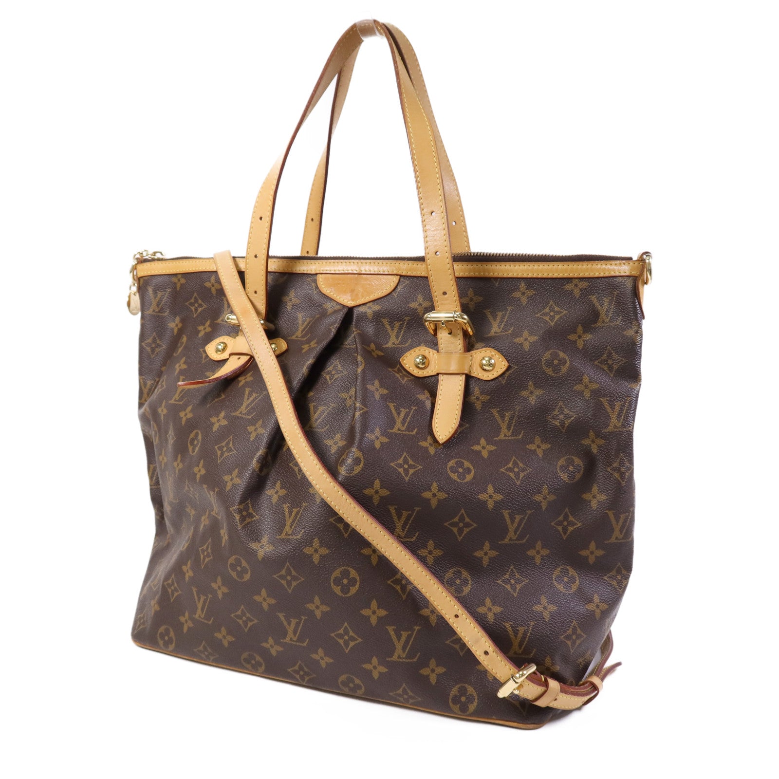 LOUIS VUITTON Monogram Palermo GM金扣手挽肩背兩用袋棕色