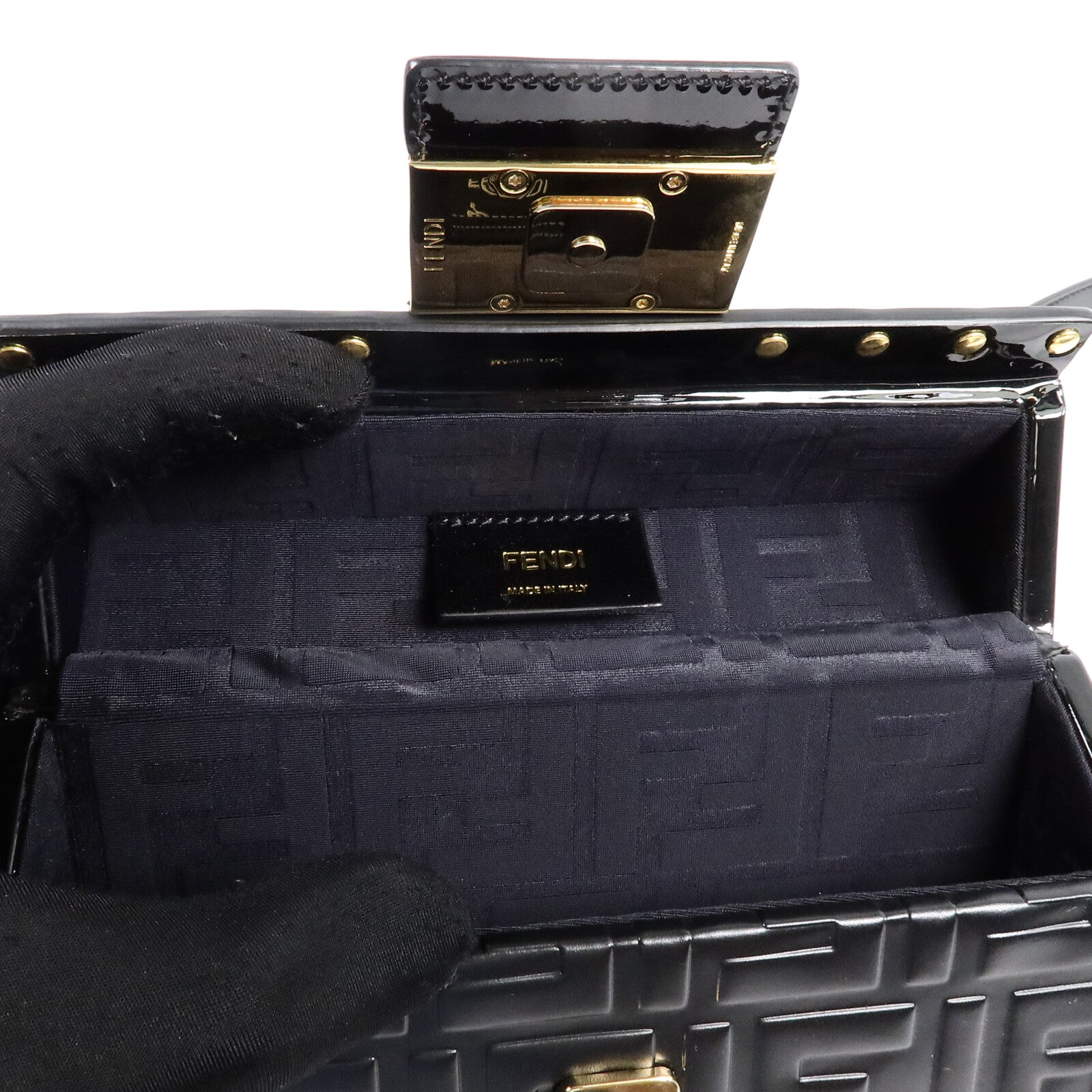 FENDI 牛皮皮革Baguette Trunk Mini肩背袋