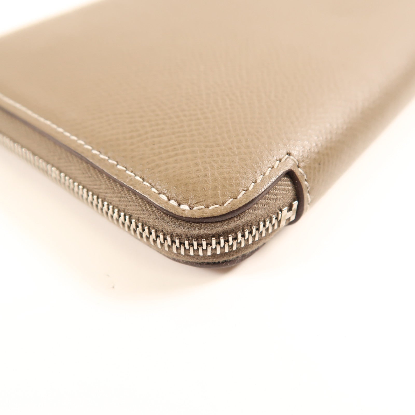HERMES PHW Silk In Long Wallet Veau Epsom Leather Etoupe Stamp D Brown