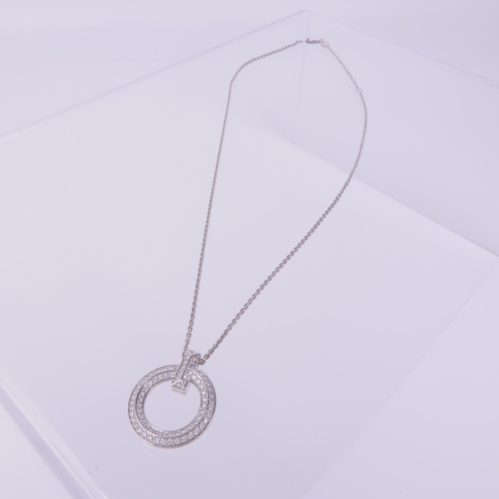 TIFFANY＆CO 18K白金T1 Circle Pendant鑽石項鍊