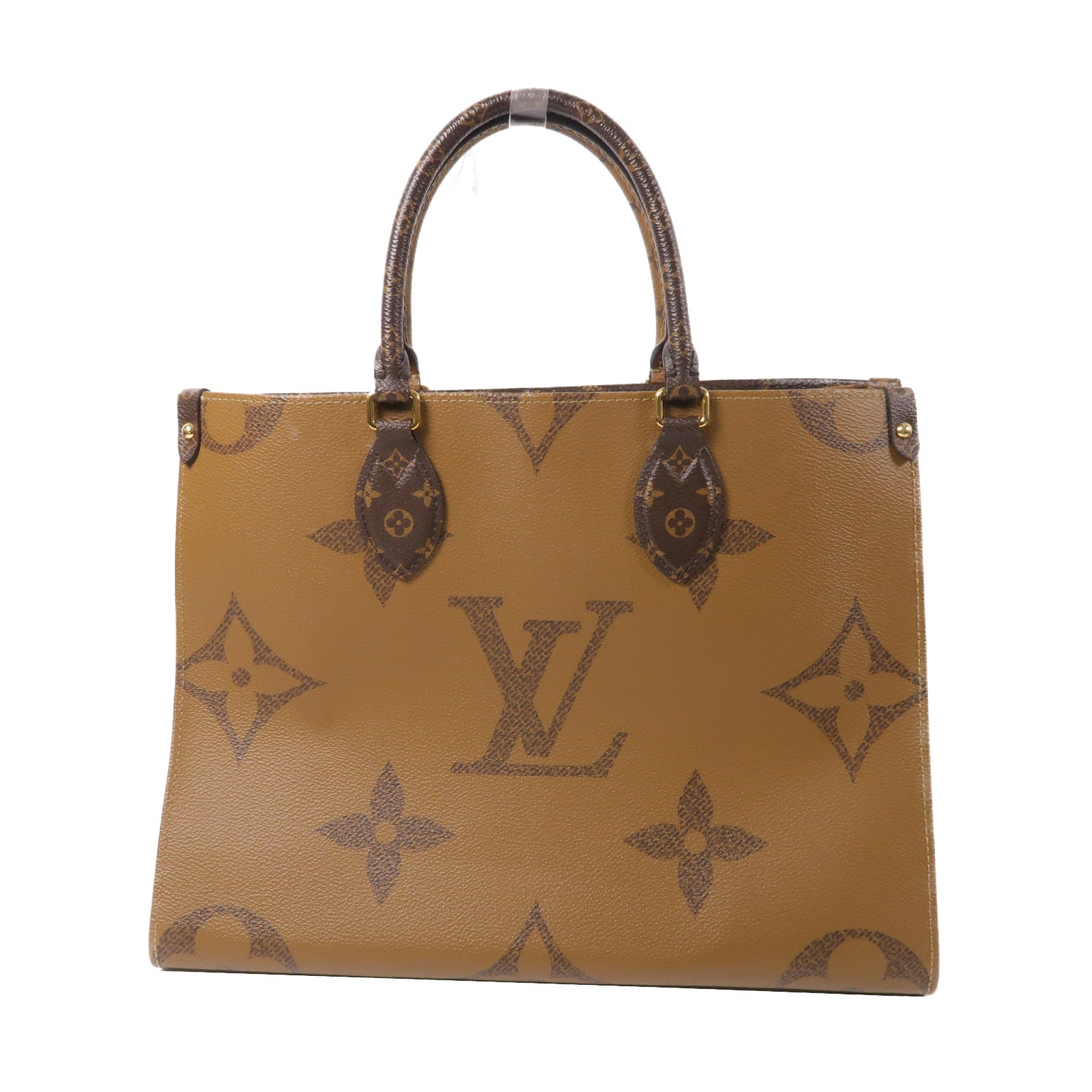 LOUIS VUITTON Monogram Giant/Reverse On The Go MM金扣手挽肩背兩用袋啡色
