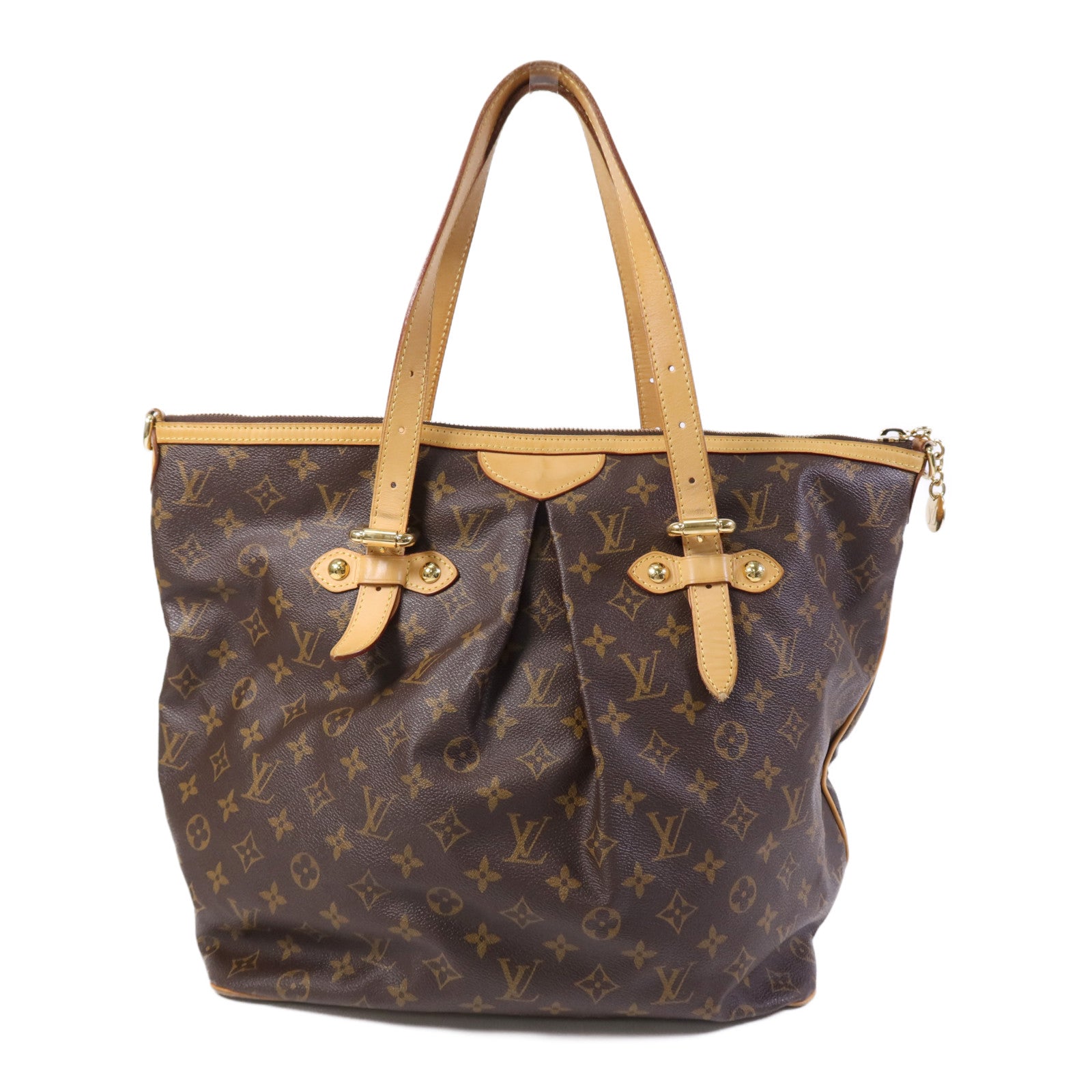 LOUIS VUITTON Monogram Palermo GM金扣手挽肩背兩用袋棕色