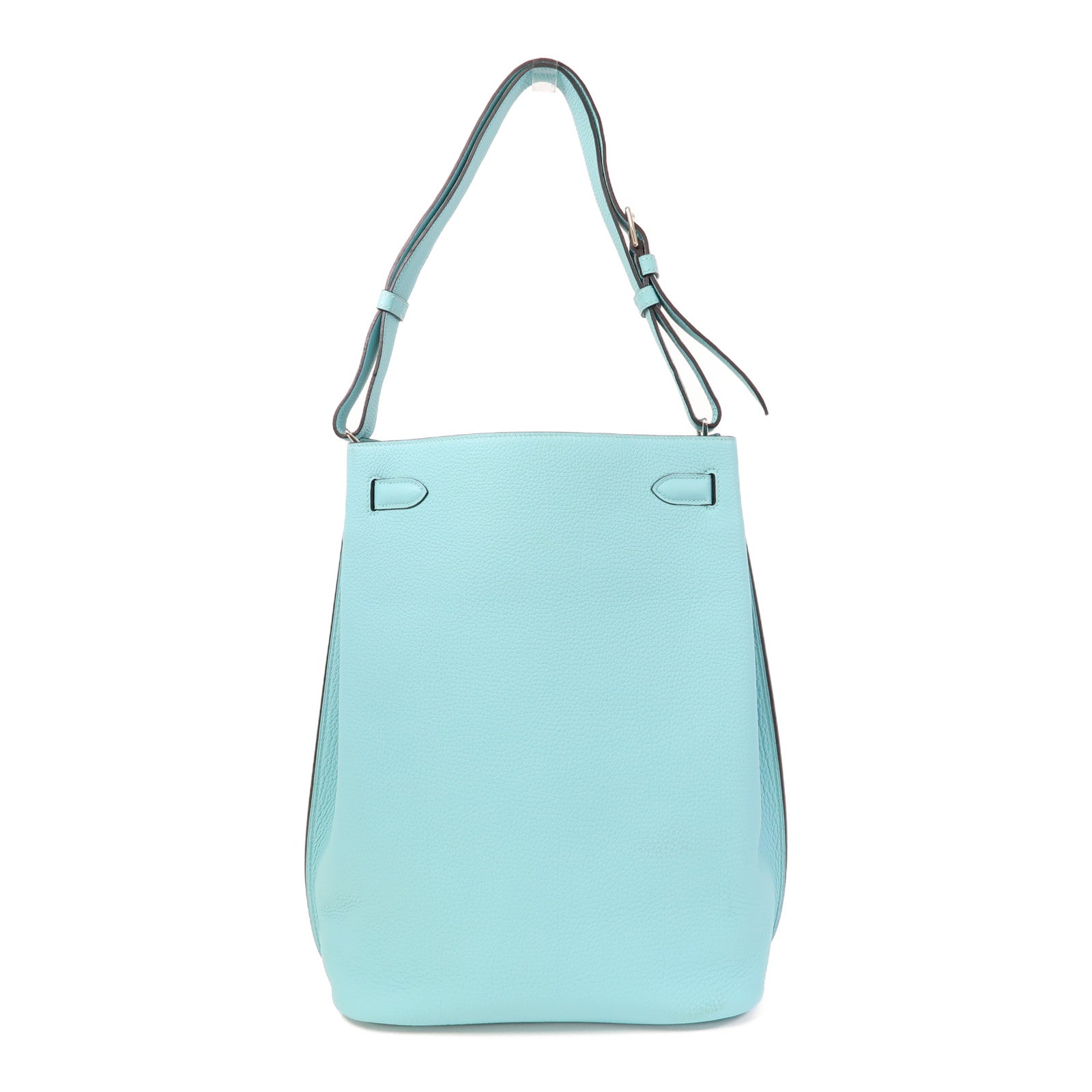 HERMES 【激減優惠】Clemence皮革So Kelly 26銀扣肩背袋環礁藍色