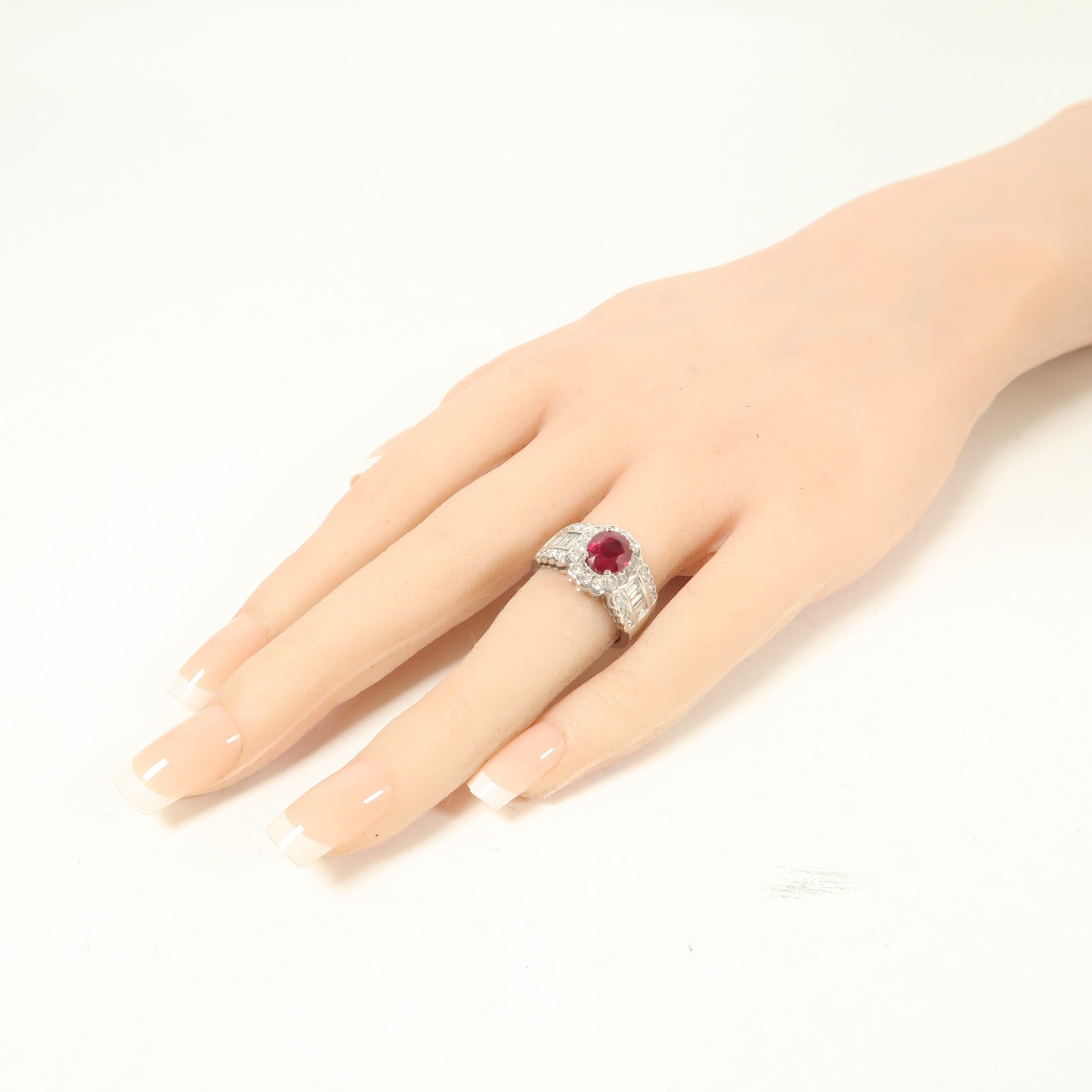 JEWELRY 【激減優惠】PT900鉑金Ruby Diamond Ring鑽石戒指US#6