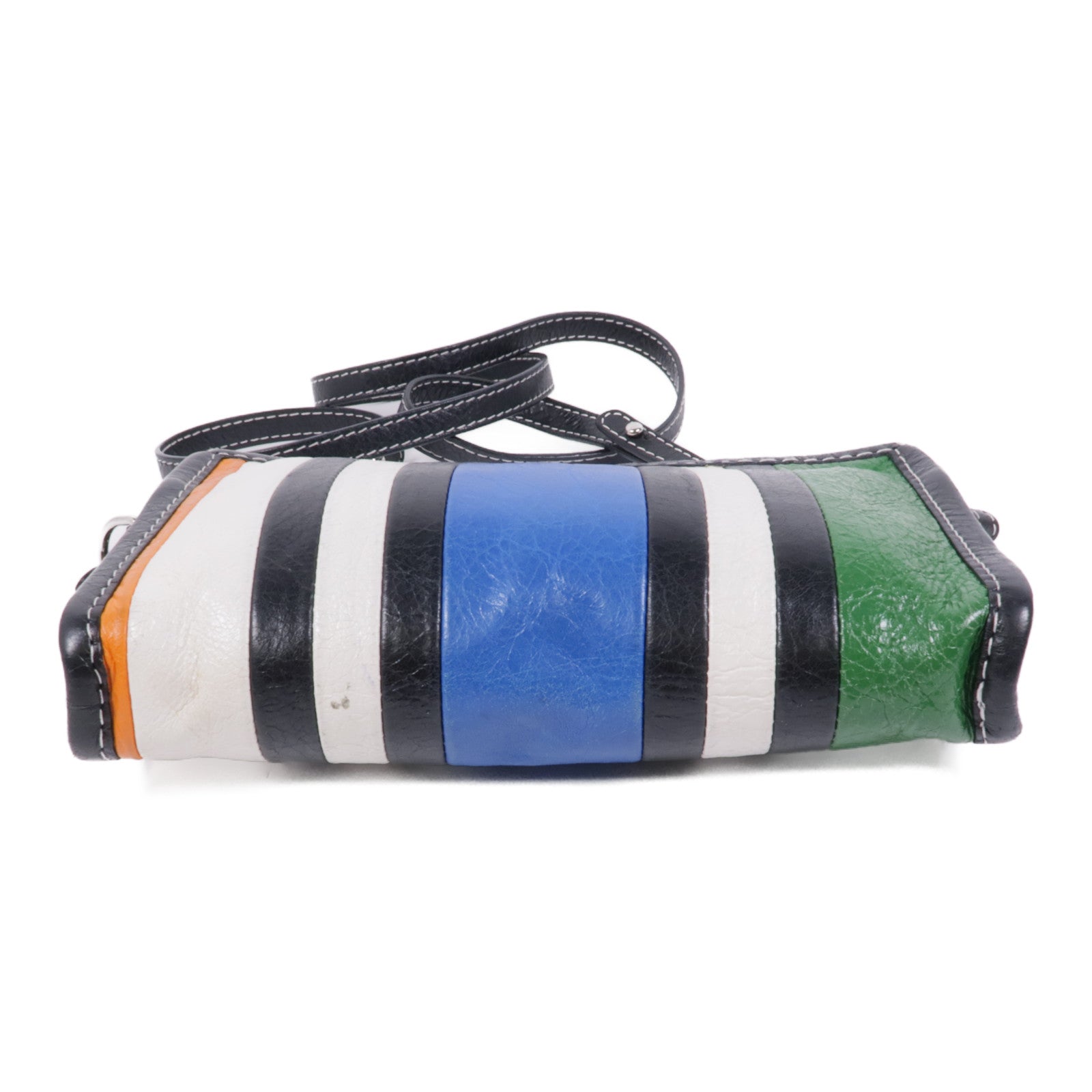 BALENCIAGA SHW Shoulder Bag 452460 Calfskin Leather White Blue Black Green