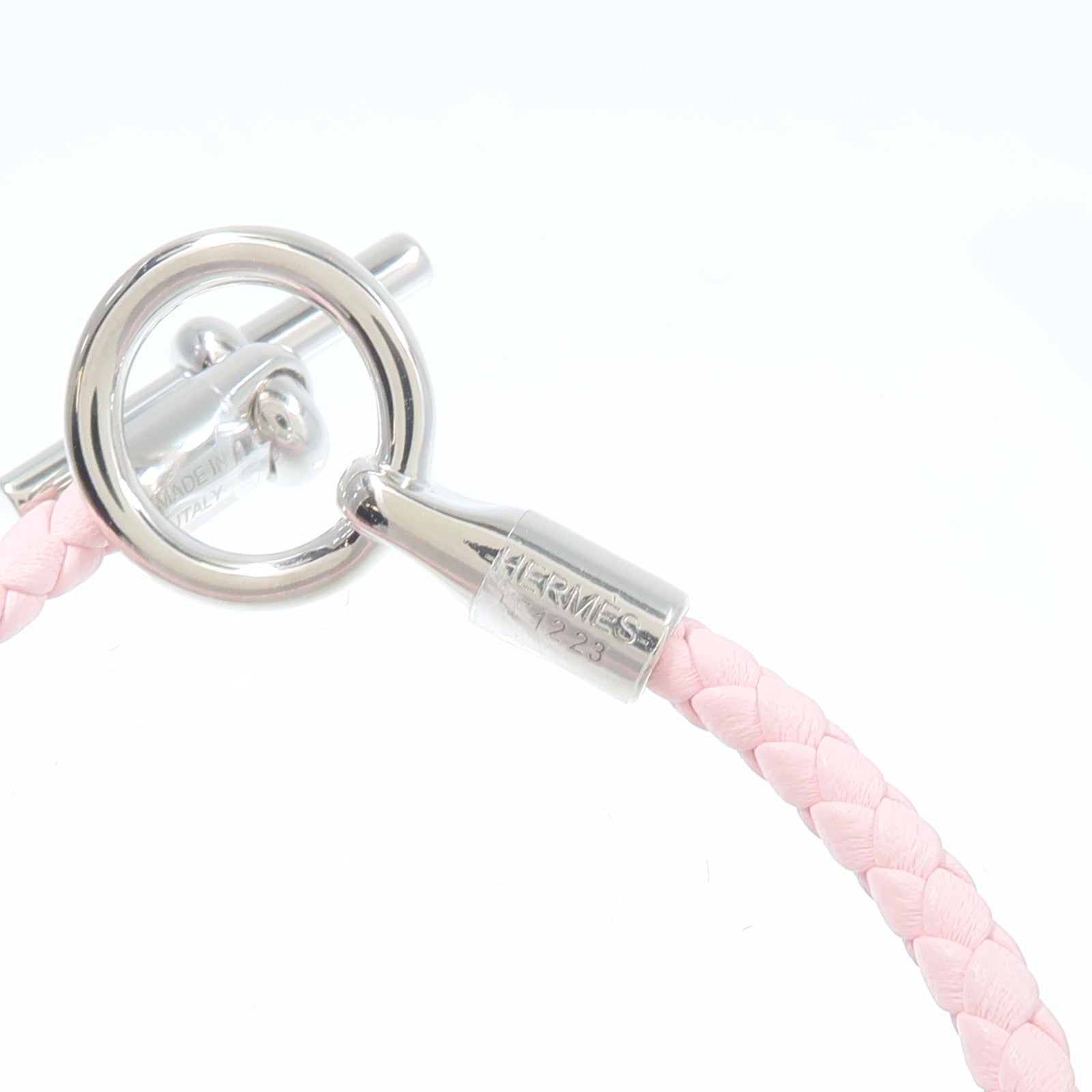 HERMES Swift皮革Glenan Bracelet手帶Rose Sakura