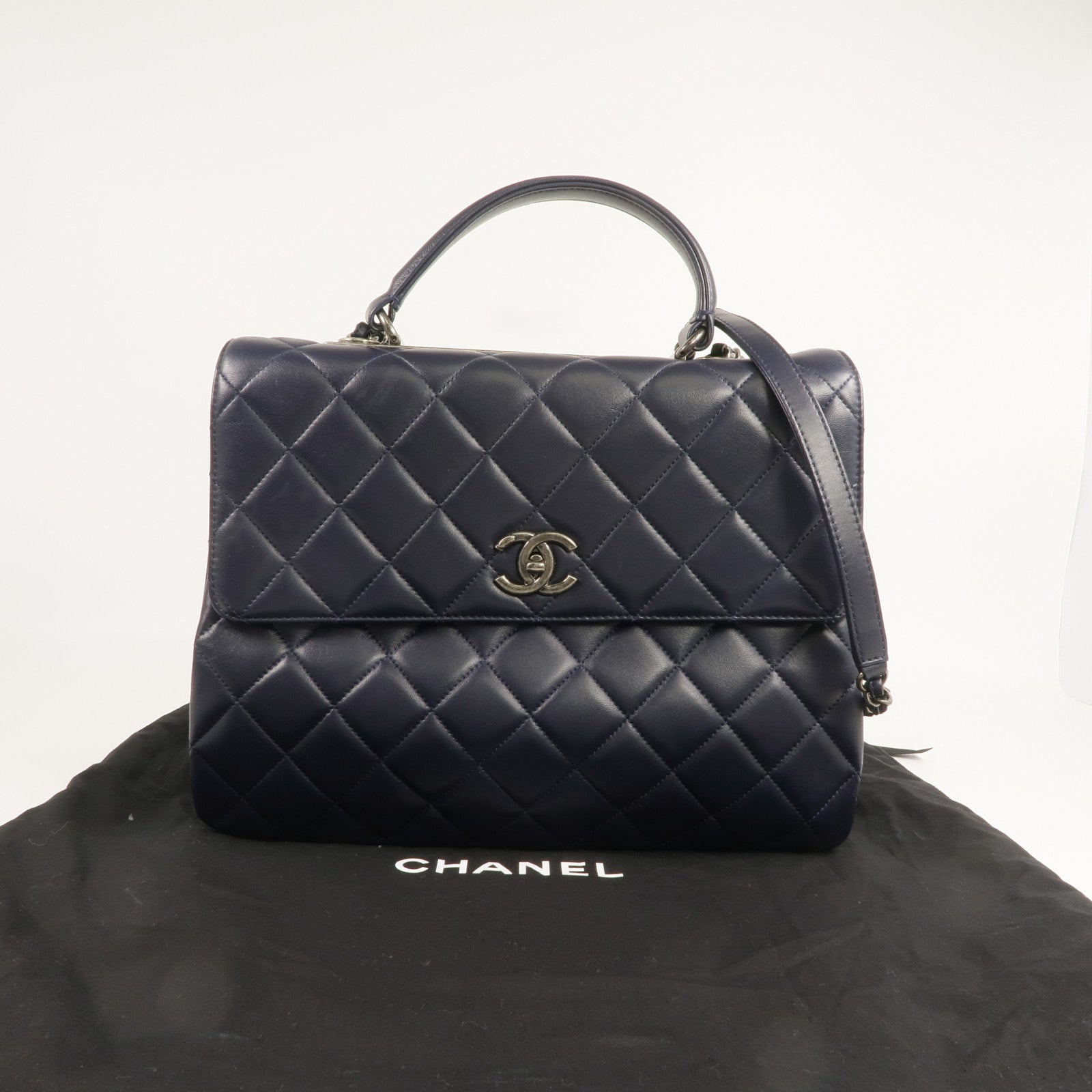 CHANEL 【激減優惠】羊皮皮革Trendy CC Large銀扣手挽肩背兩用袋