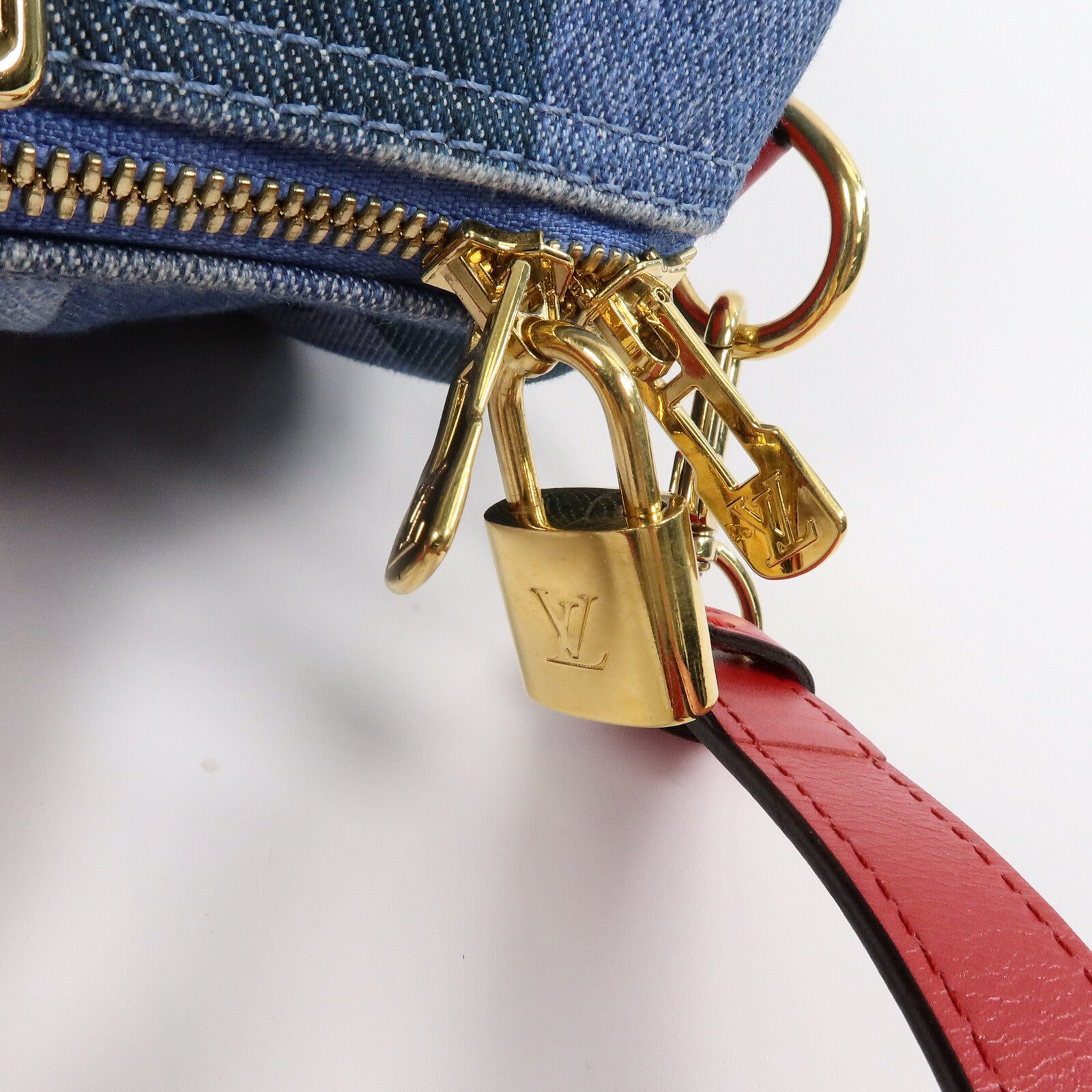 LOUIS VUITTON Monogram Denim Speedy Bandouliere 30 Square Patchwork手挽肩背兩用袋
