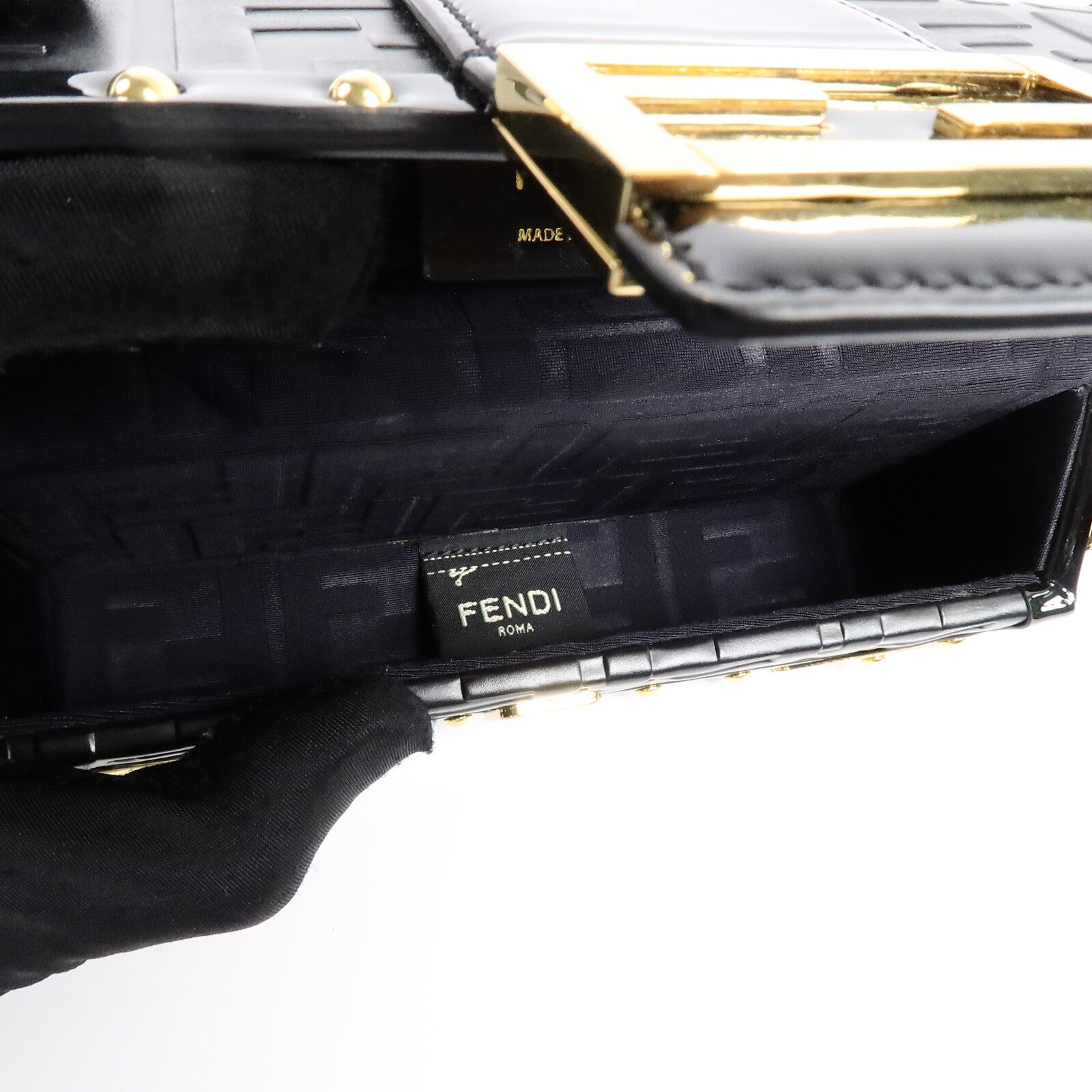 FENDI 牛皮皮革Baguette Trunk Mini肩背袋
