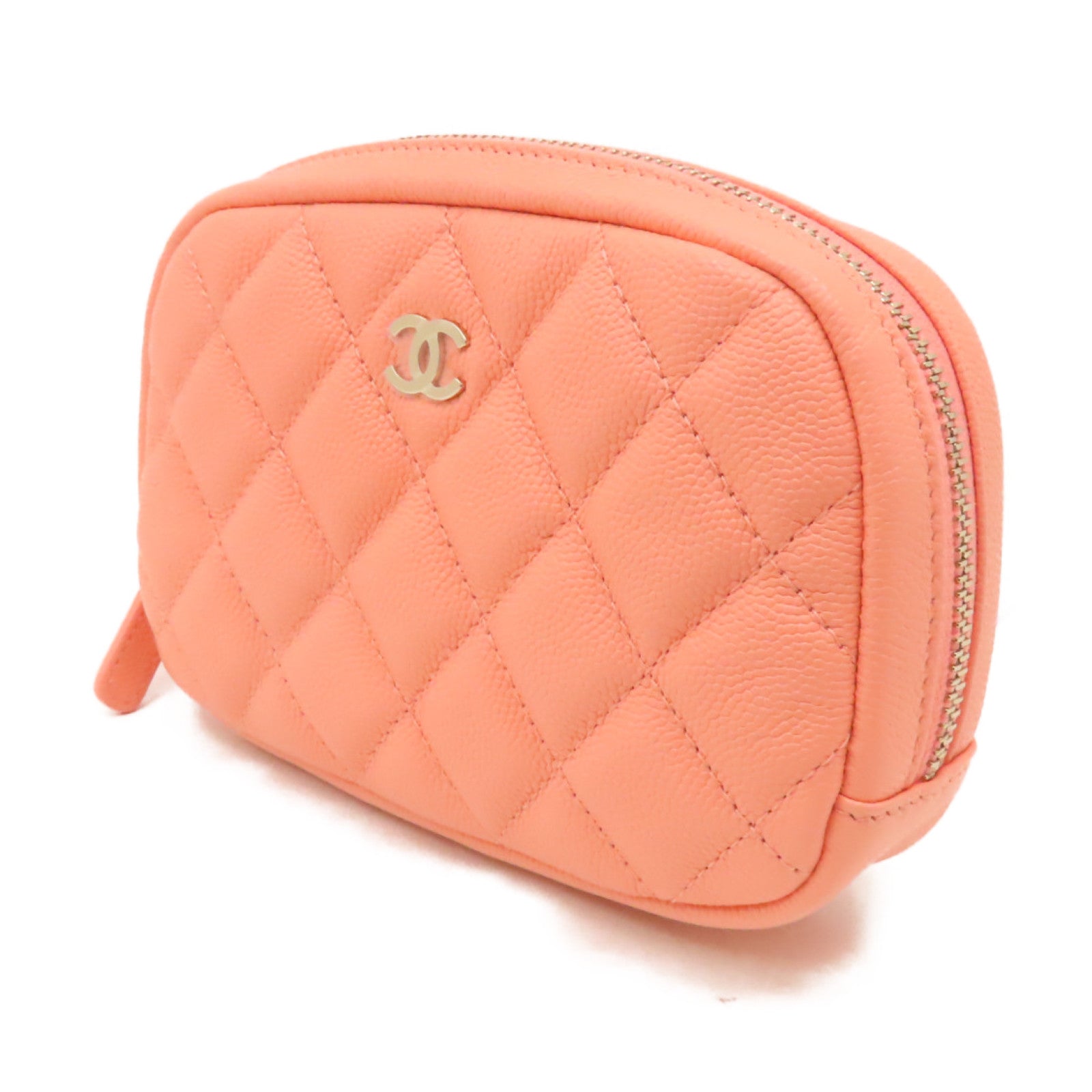 CHANEL 【激減優惠】菱格Caviar皮革Clutch Bag金扣手拿包粉紅色