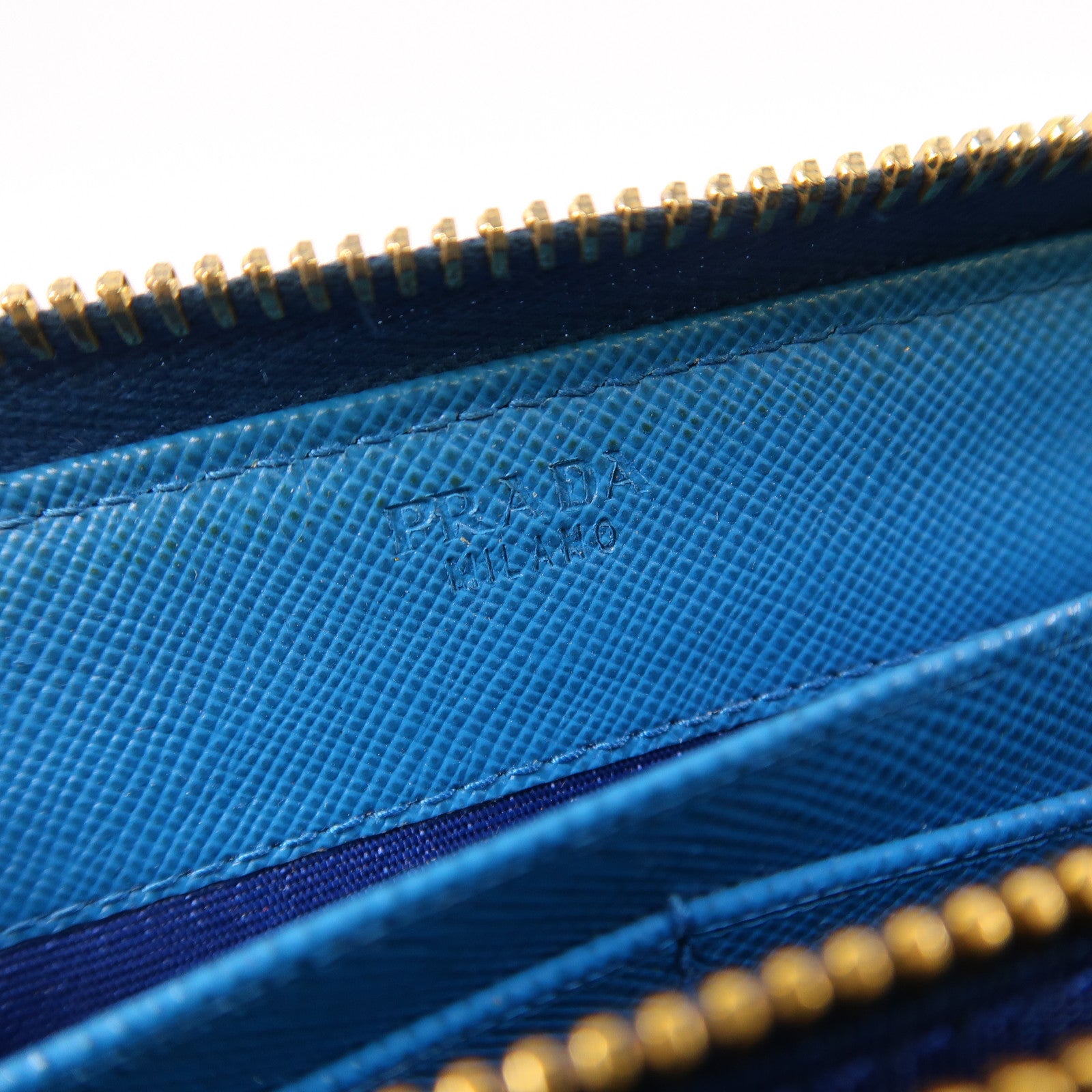 PRADA GHW Long Wallet Saffiano Leather 1M0506 Celeste Blue