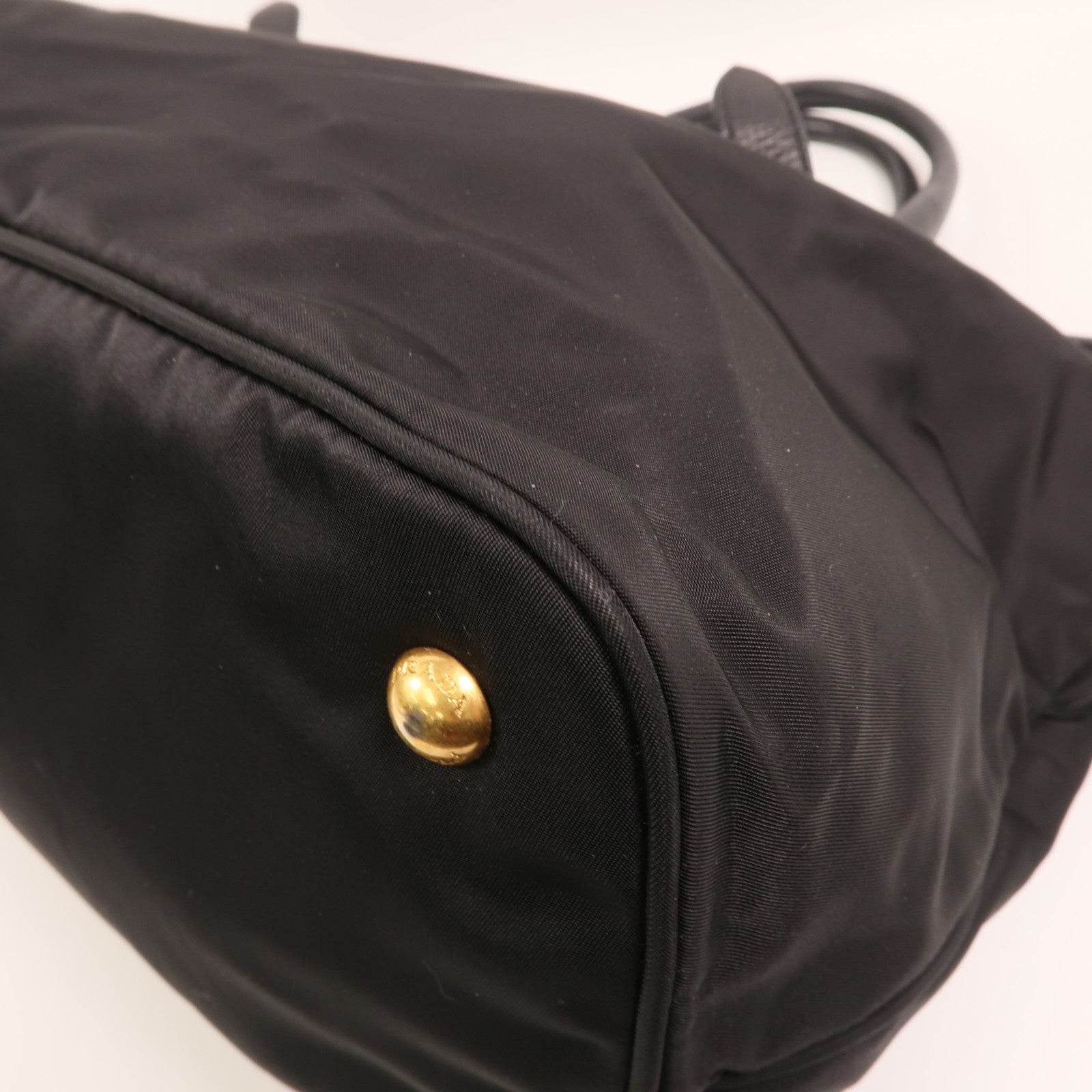 PRADA 尼龍/皮革HandBag金扣手挽肩背兩用袋