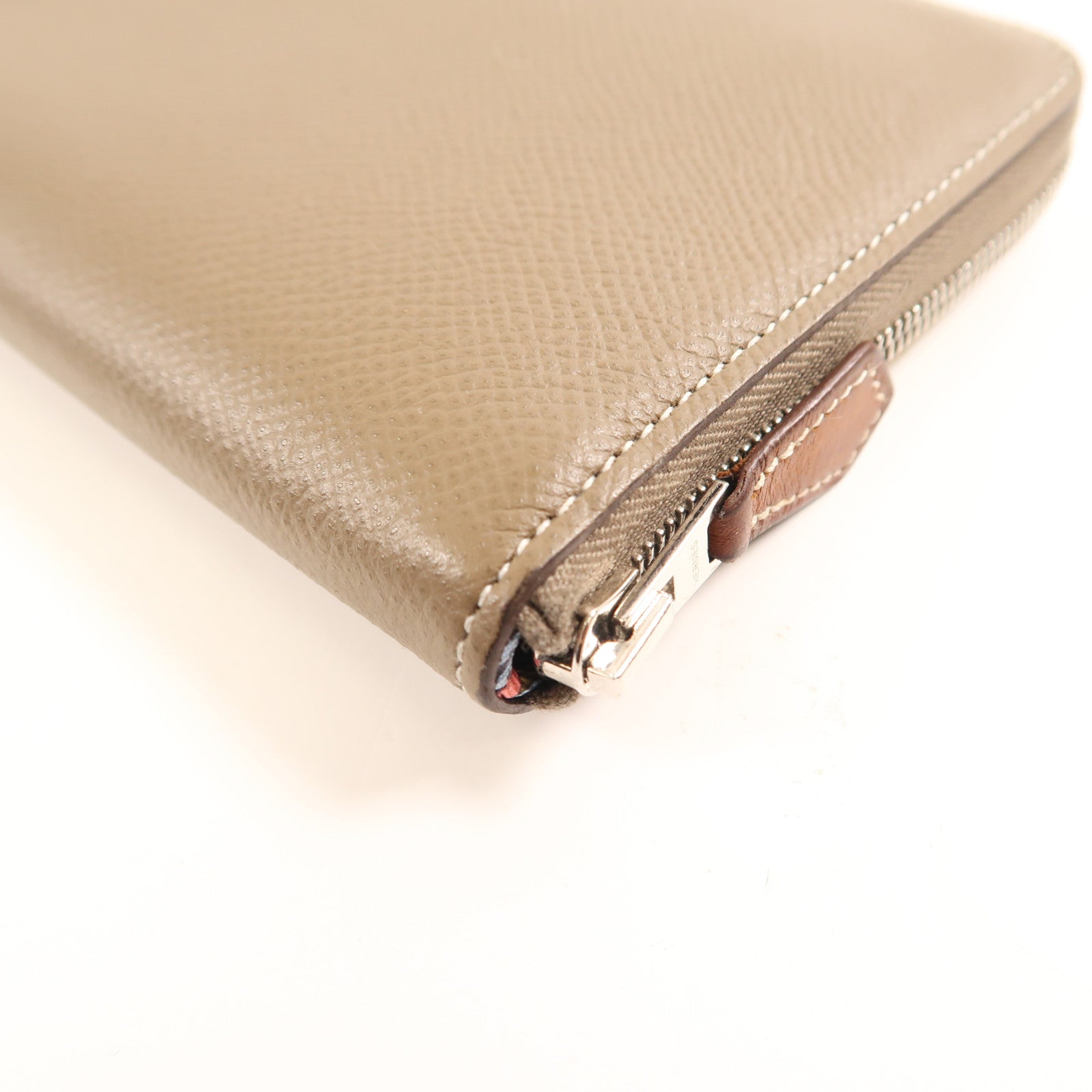 HERMES PHW Silk In Long Wallet Veau Epsom Leather Etoupe Stamp D Brown