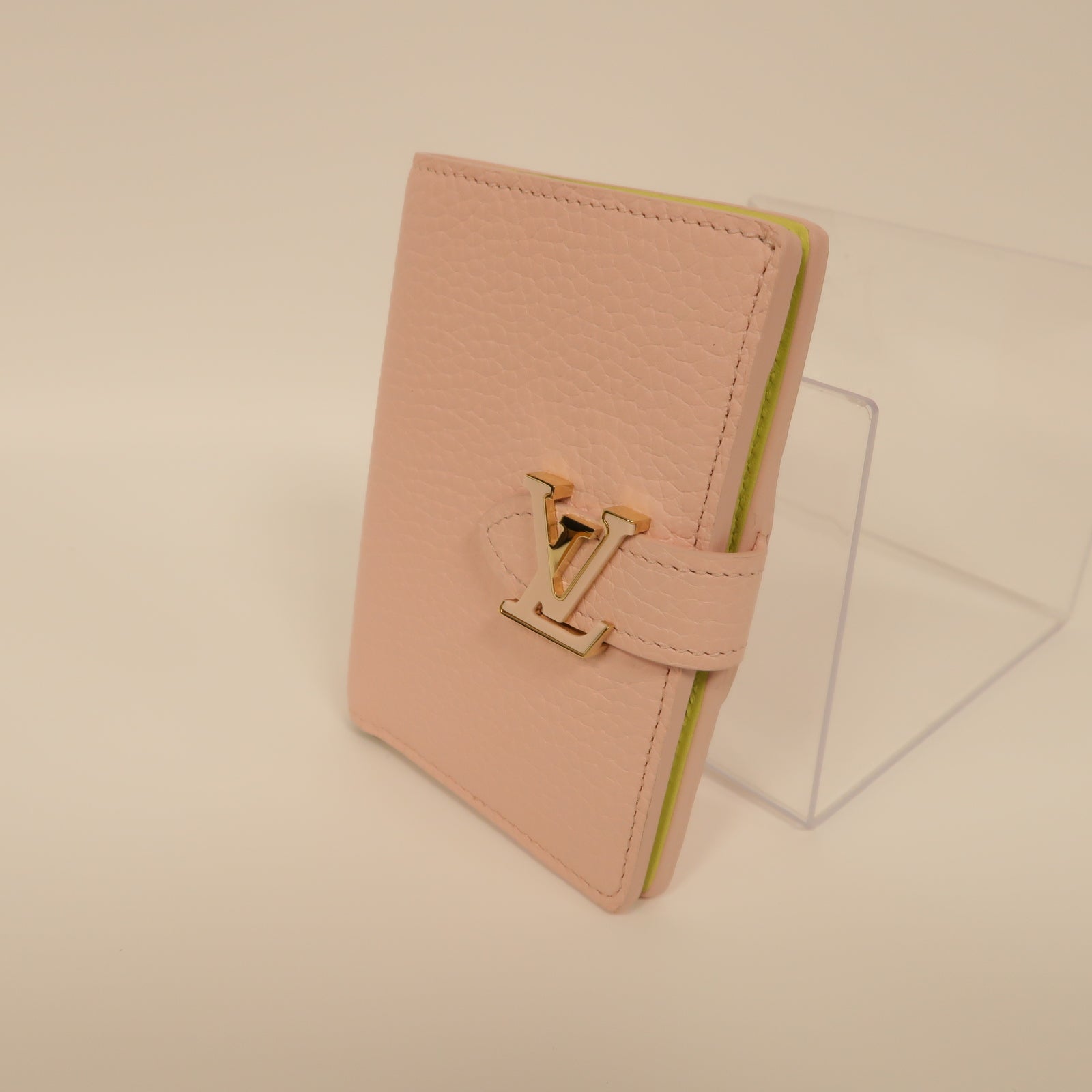 LOUIS VUITTON 【激減優惠】牛皮皮革Vertical Compact Wallet金扣錢包粉紅色