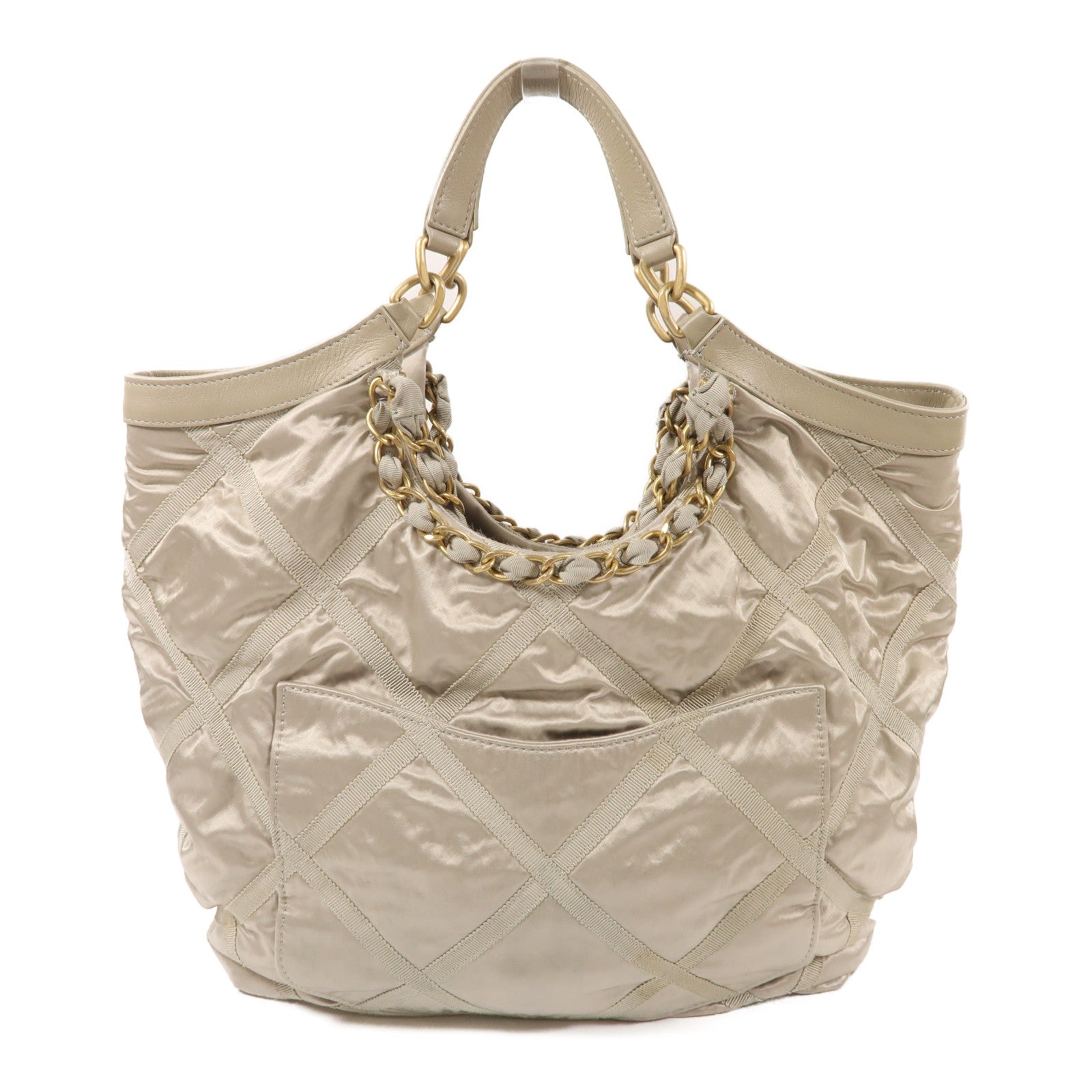 CHANEL 尼龍Chain Shoulder金扣手挽肩背兩用袋