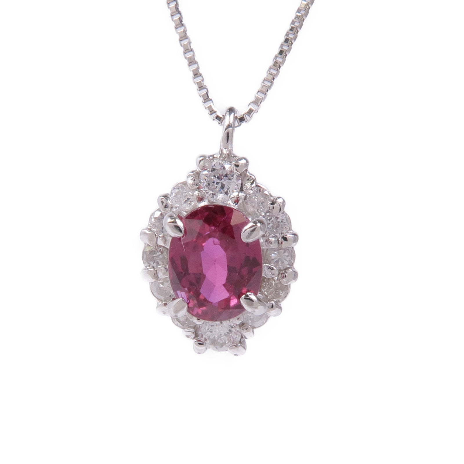 JEWELRY PT900/PT850鉑金Ruby/Diamond Necklace紅寶石/鑽石項鍊